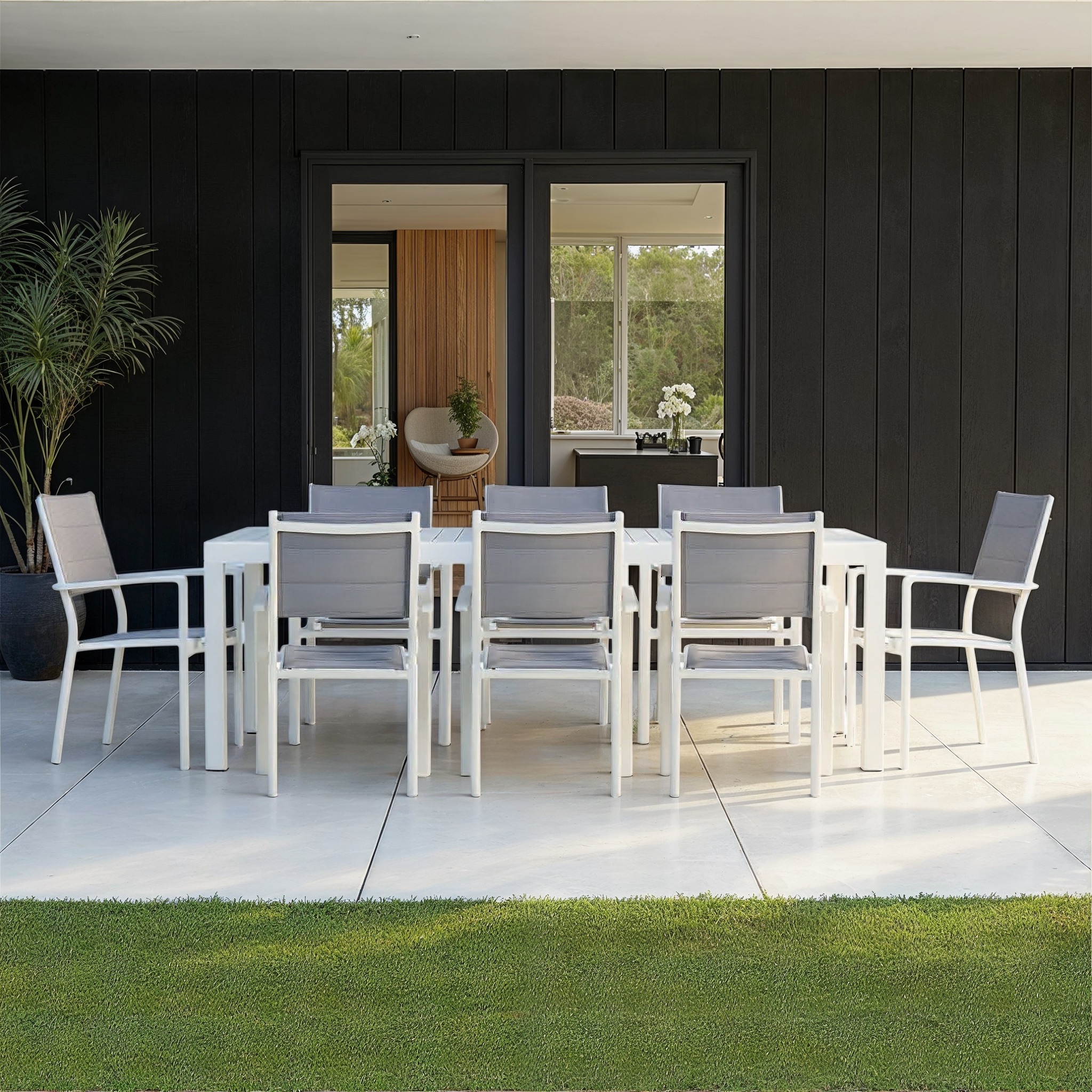 Antoni 9 Piece Outdoor Extension Dining Set - W220/340, White