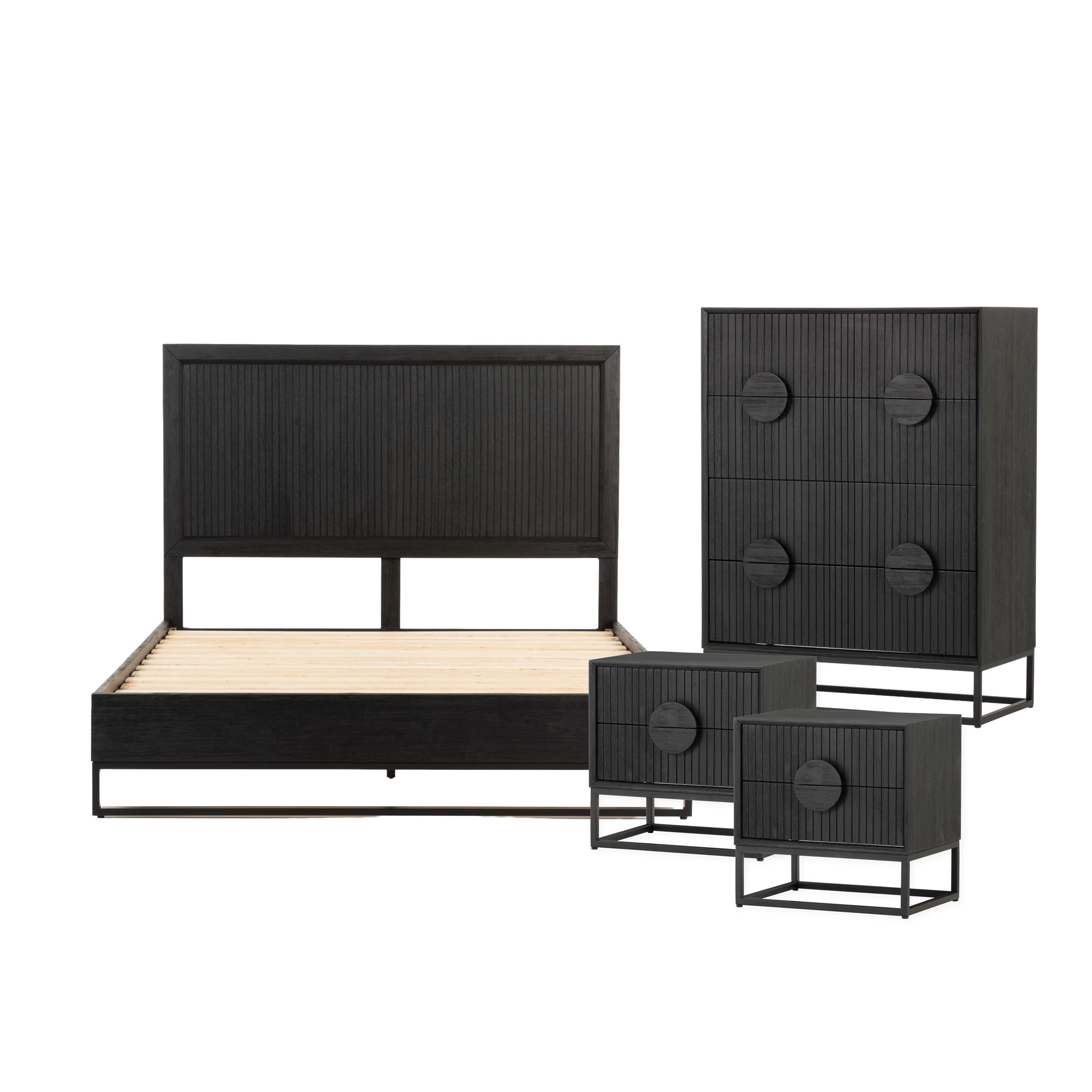 Anya 4 Piece Bedroom Set with Queen Bed Frame