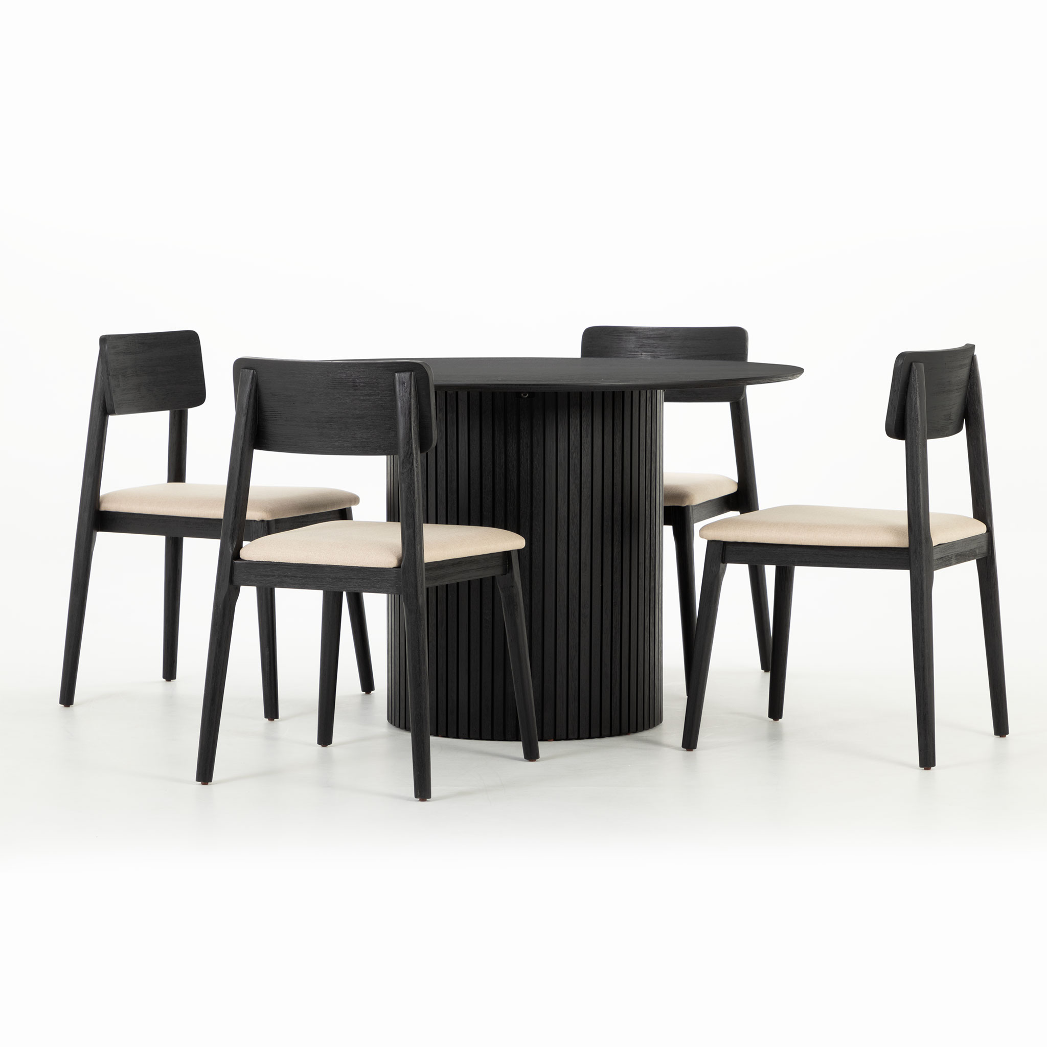 Anya 5 Piece Dining Set - W120, Black