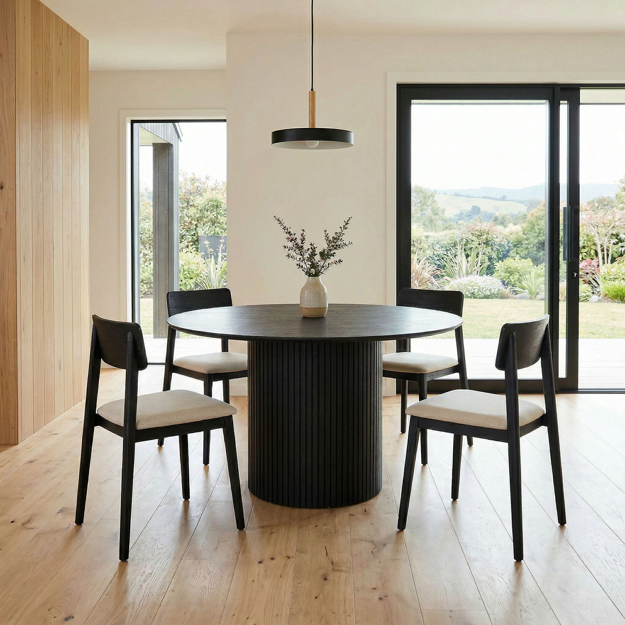 Anya 5 Piece Dining Set - W120, Black