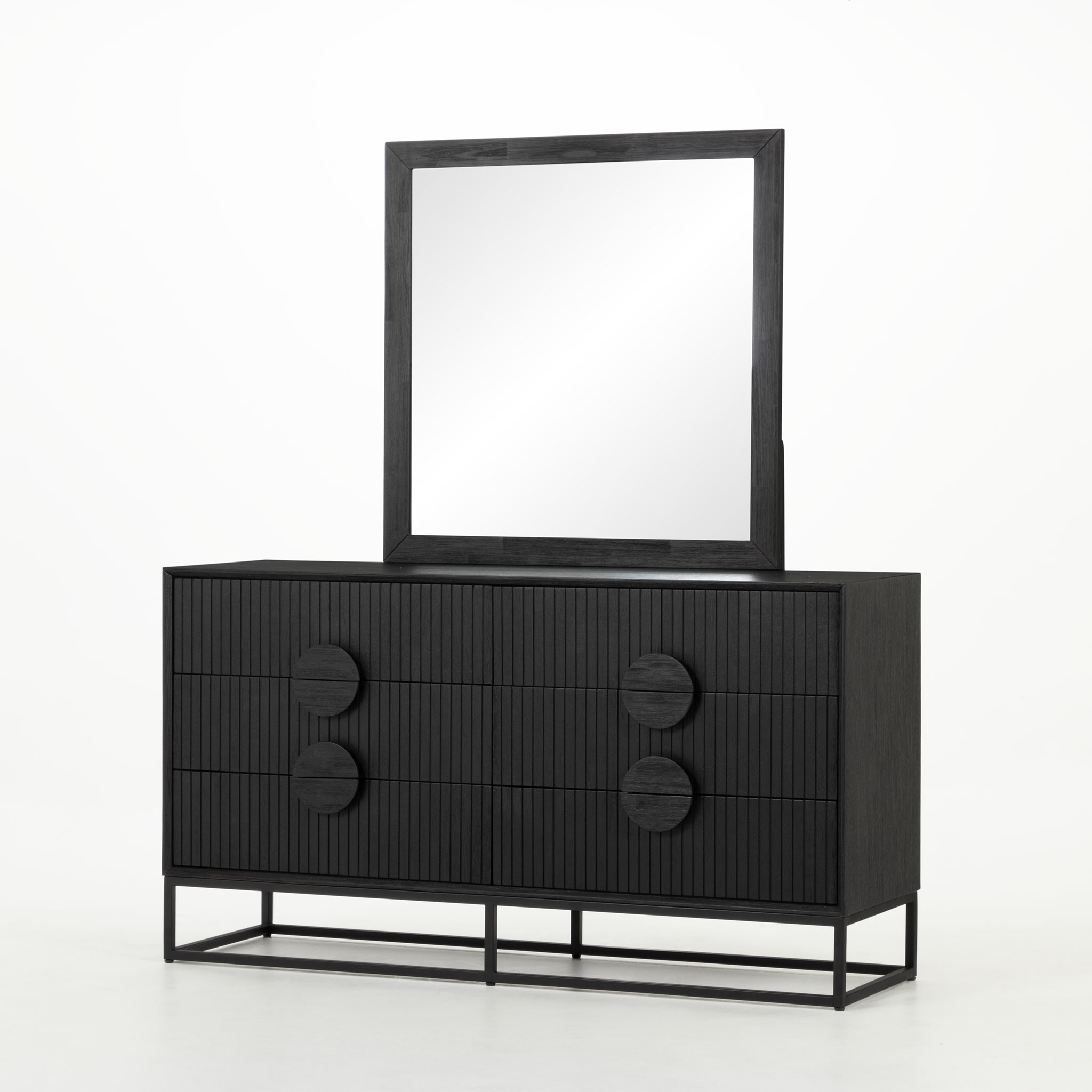 Anya 6 Piece Bedroom Set with Queen Bed Frame, Black