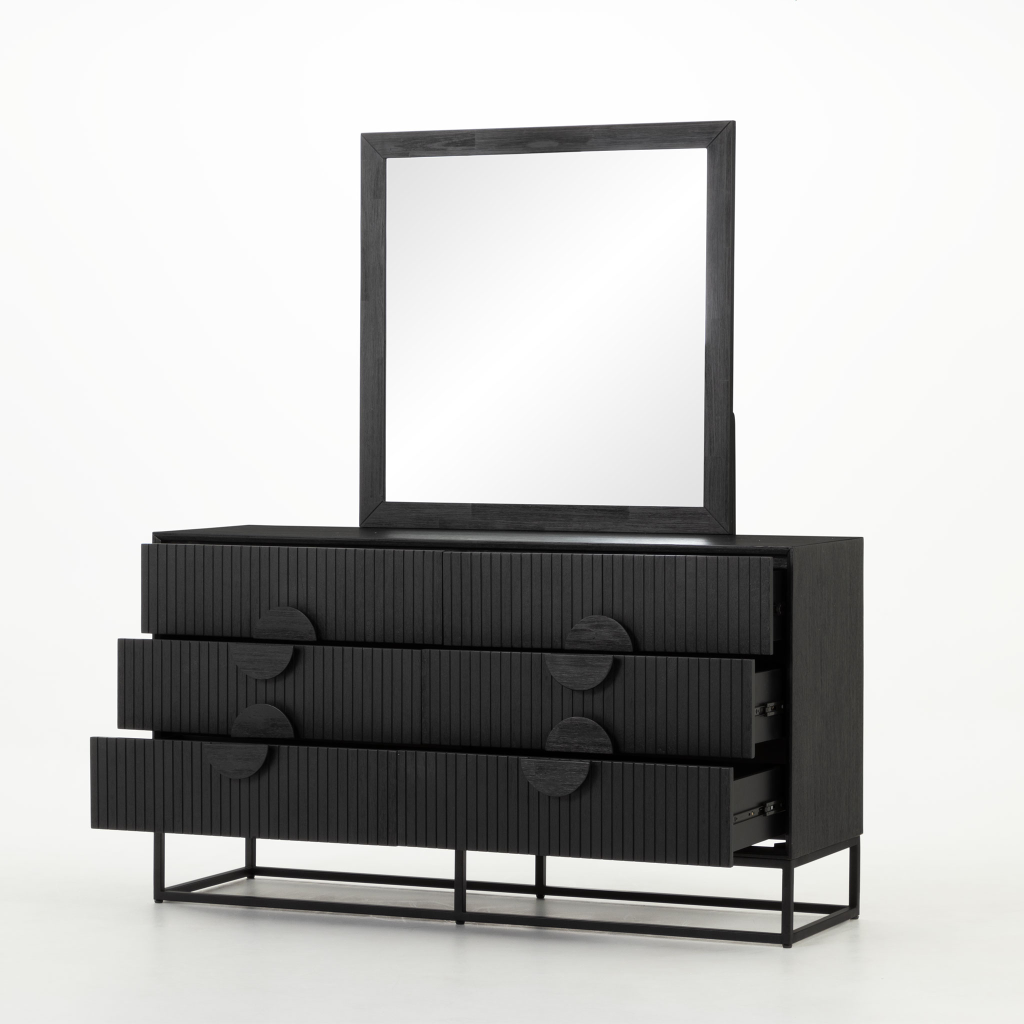 Anya 6 Piece Bedroom Set with Queen Bed Frame, Black