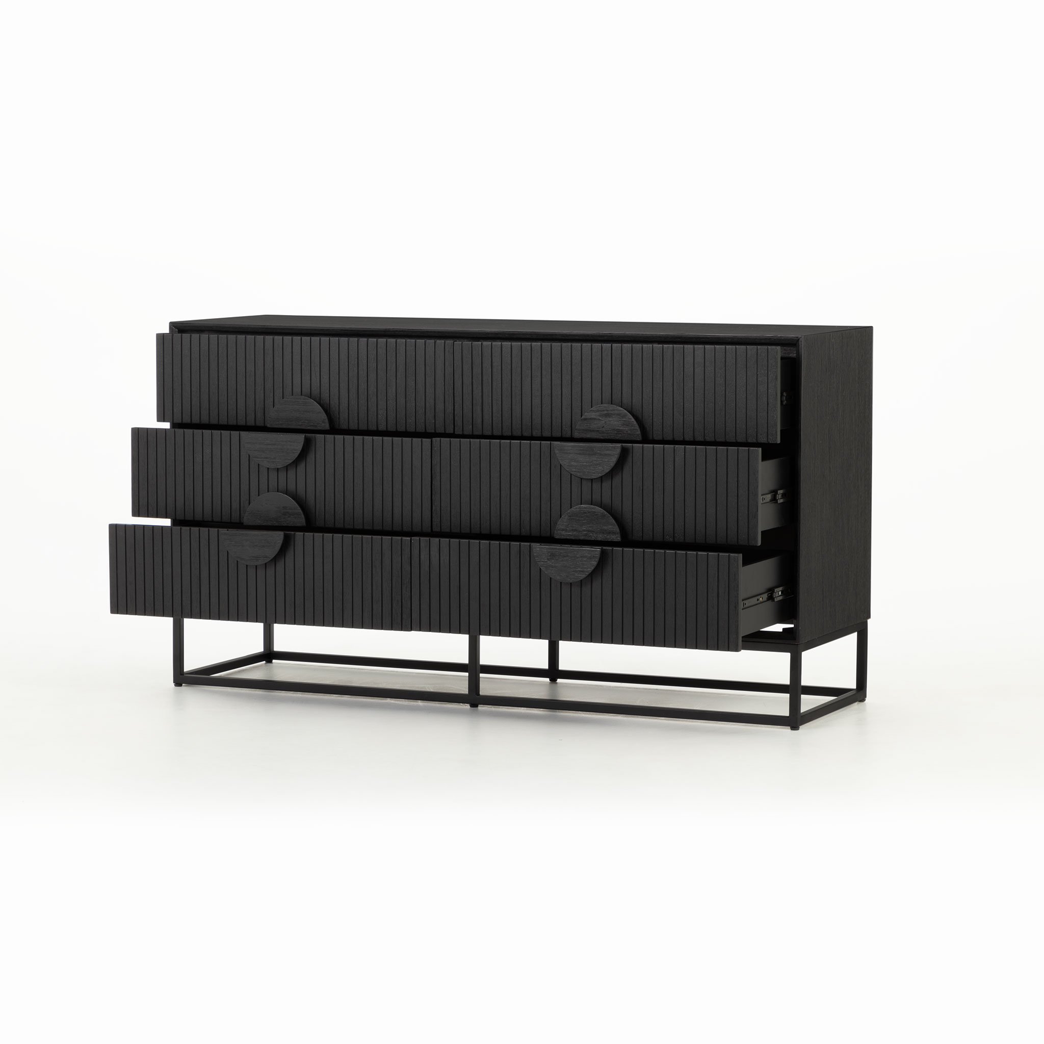 Anya 6 Piece Bedroom Set with Queen Bed Frame, Black