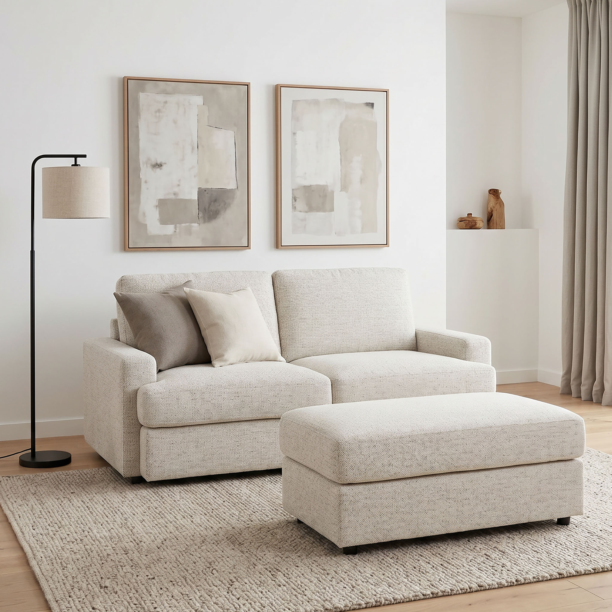 Aria 2 Seater + Ottoman, Ash