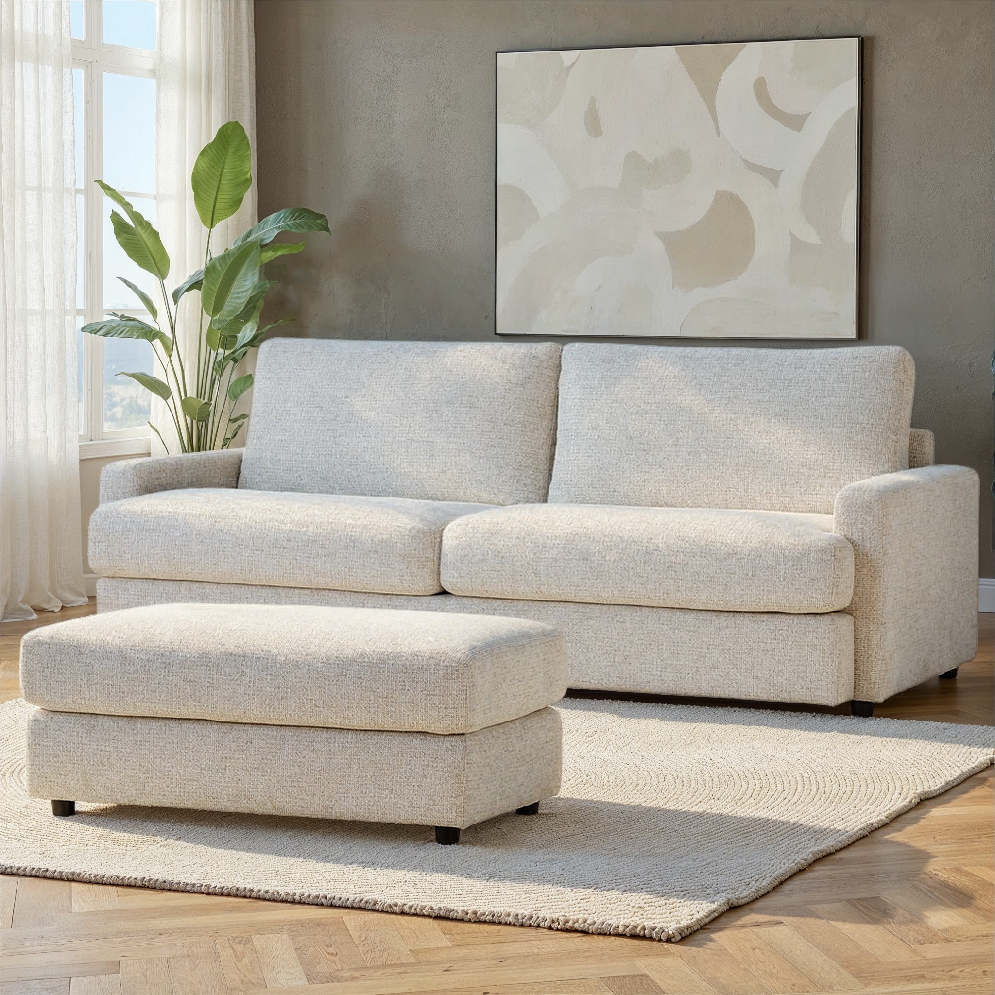Aria 3 Seater + Ottoman, Grey