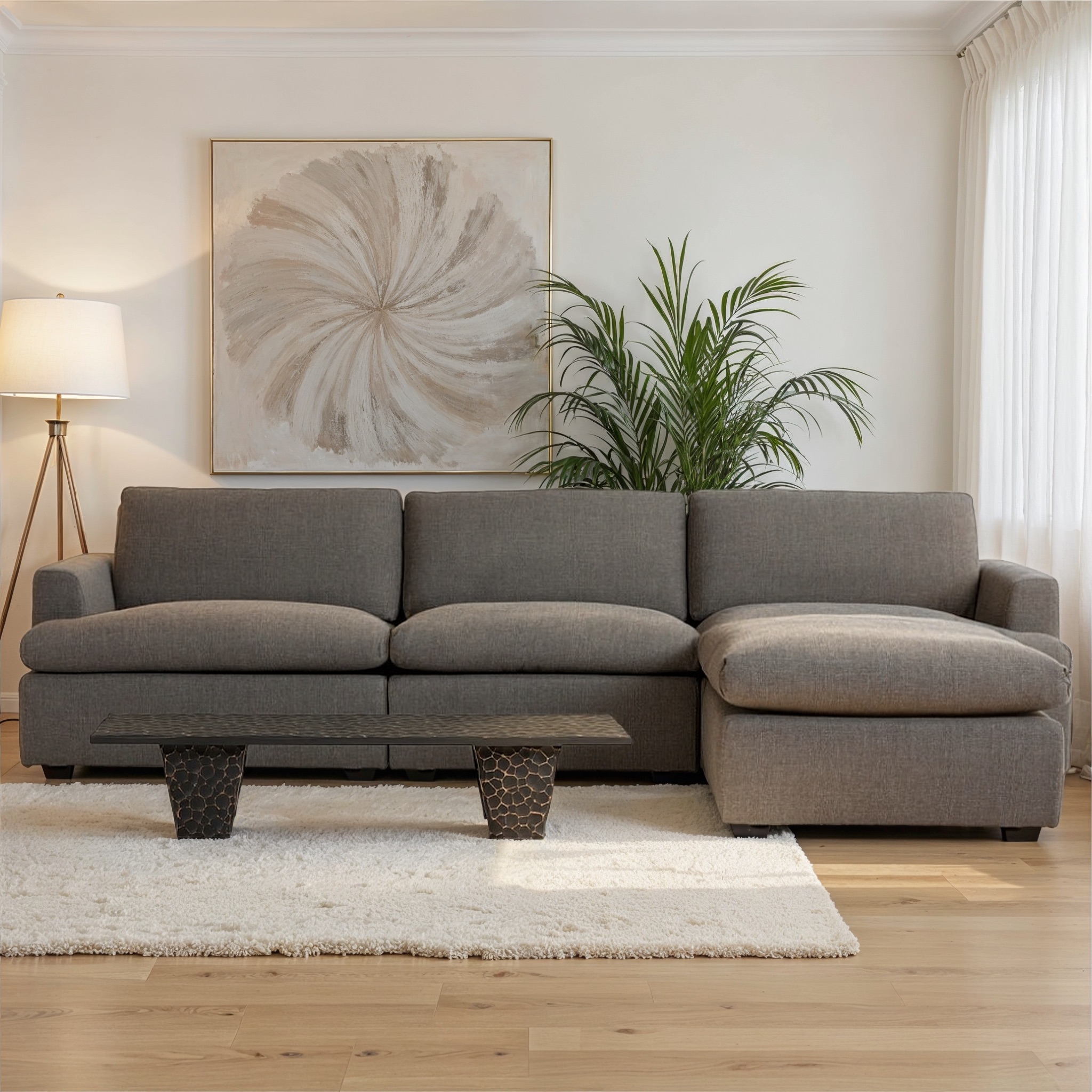 Ashleigh 3 Seater Modular Chaise Sofa, Grey