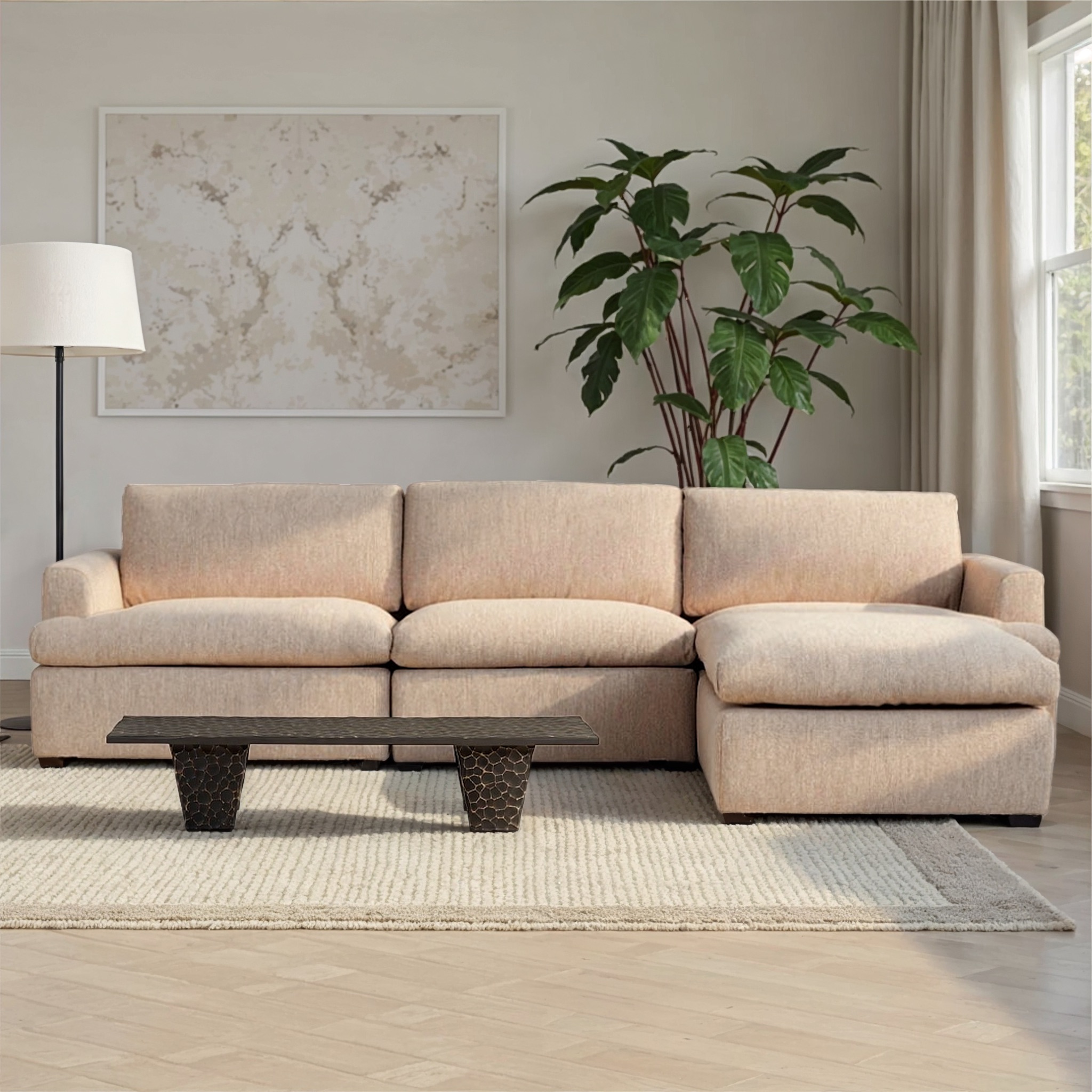 Ashleigh 3 Seater Modular Chaise Sofa, Taupe
