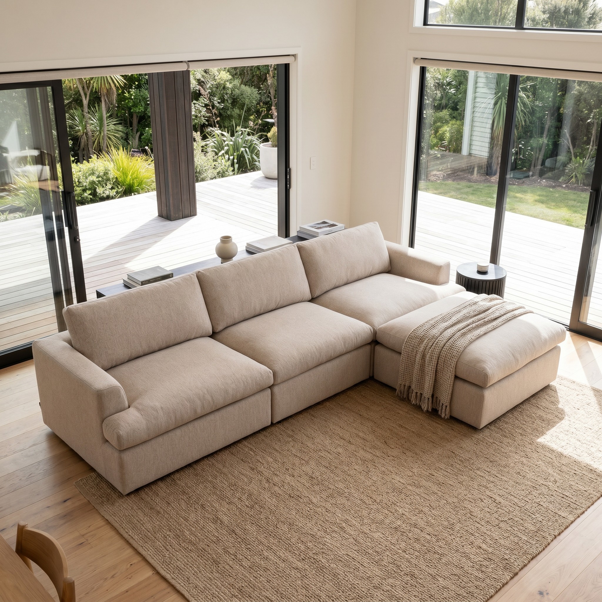 Ashleigh 3 Seater Modular Sofa With Ottoman, Taupe