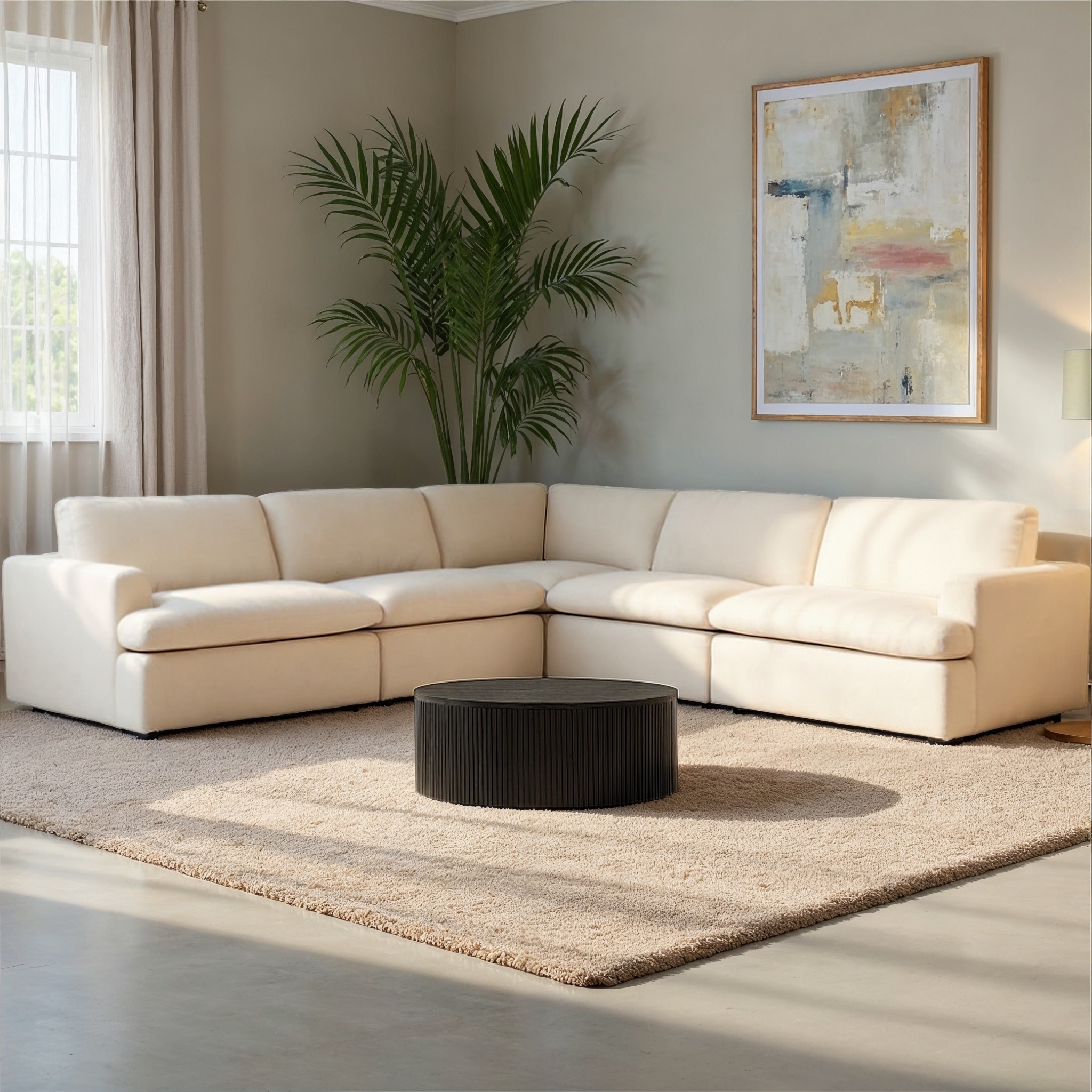 Ashleigh 5 Seater Corner Modular Sofa, Cream