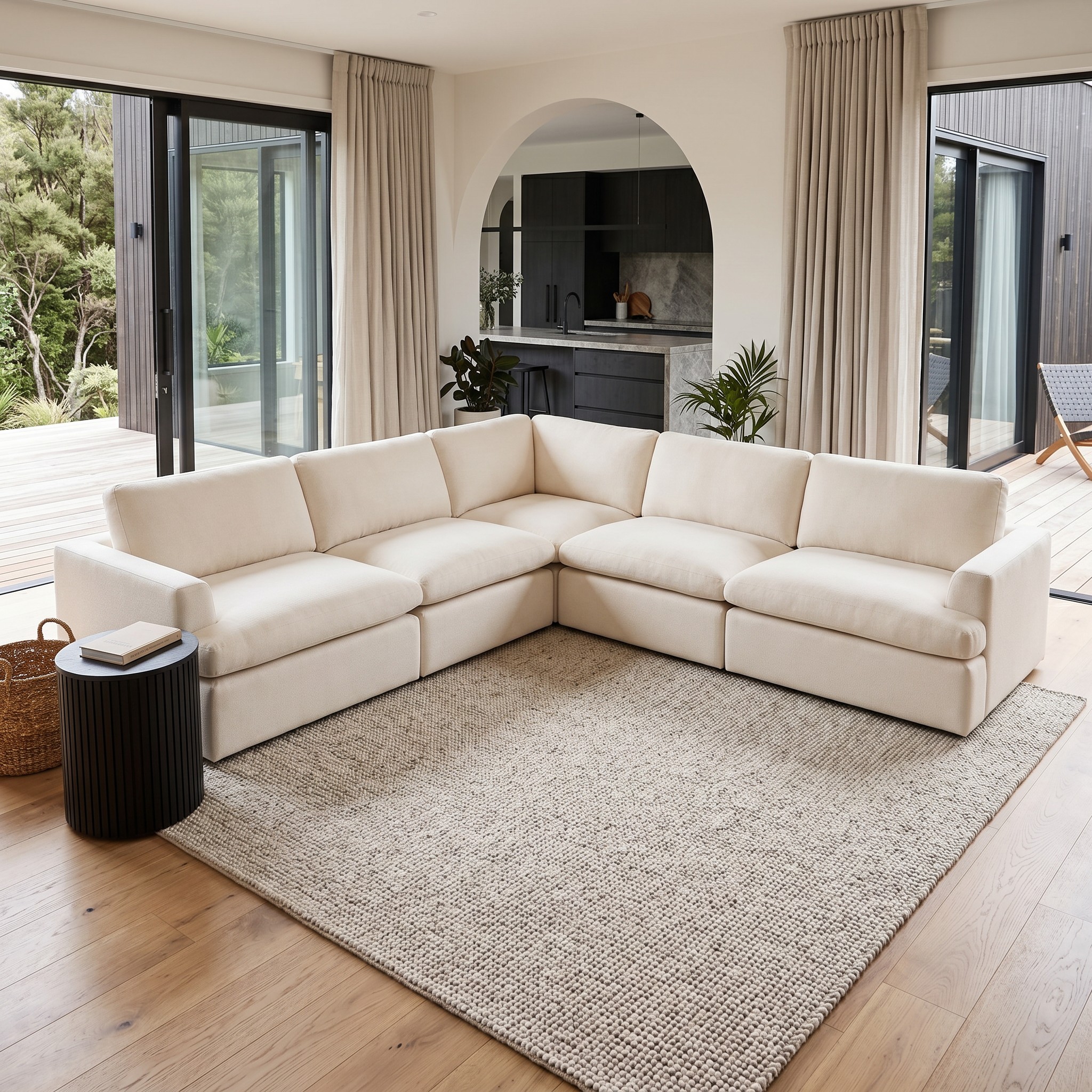 Ashleigh 5 Seater Corner Modular Sofa, Cream