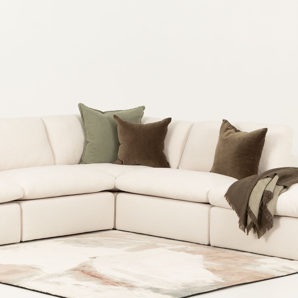 Ashleigh 4 Seater Corner Modular Chaise Sofa Right Hand Facing, Cream