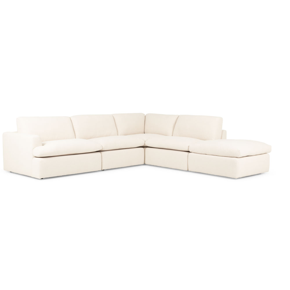 Ashleigh 4 Seater Corner Modular Chaise Sofa Right Hand Facing, Cream