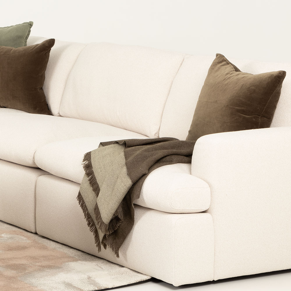 Ashleigh 4 Seater Corner Modular Chaise Sofa Left Hand Facing, Cream