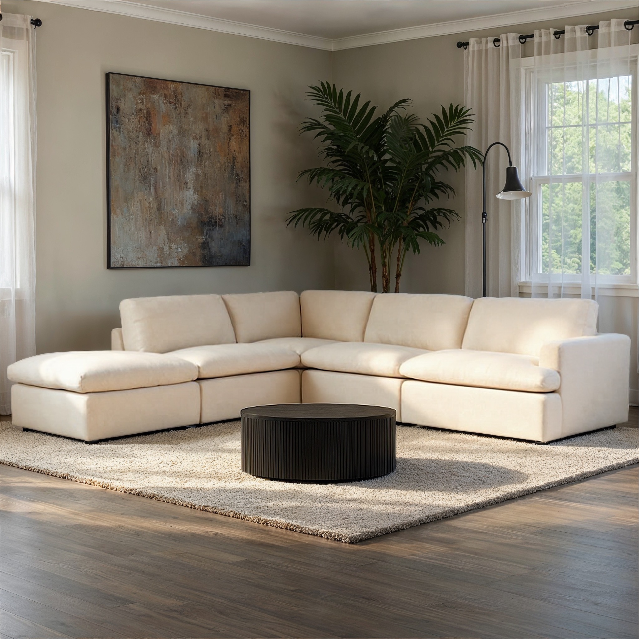 Ashleigh 4 Seater Corner Modular Chaise Sofa Left Hand Facing, Cream