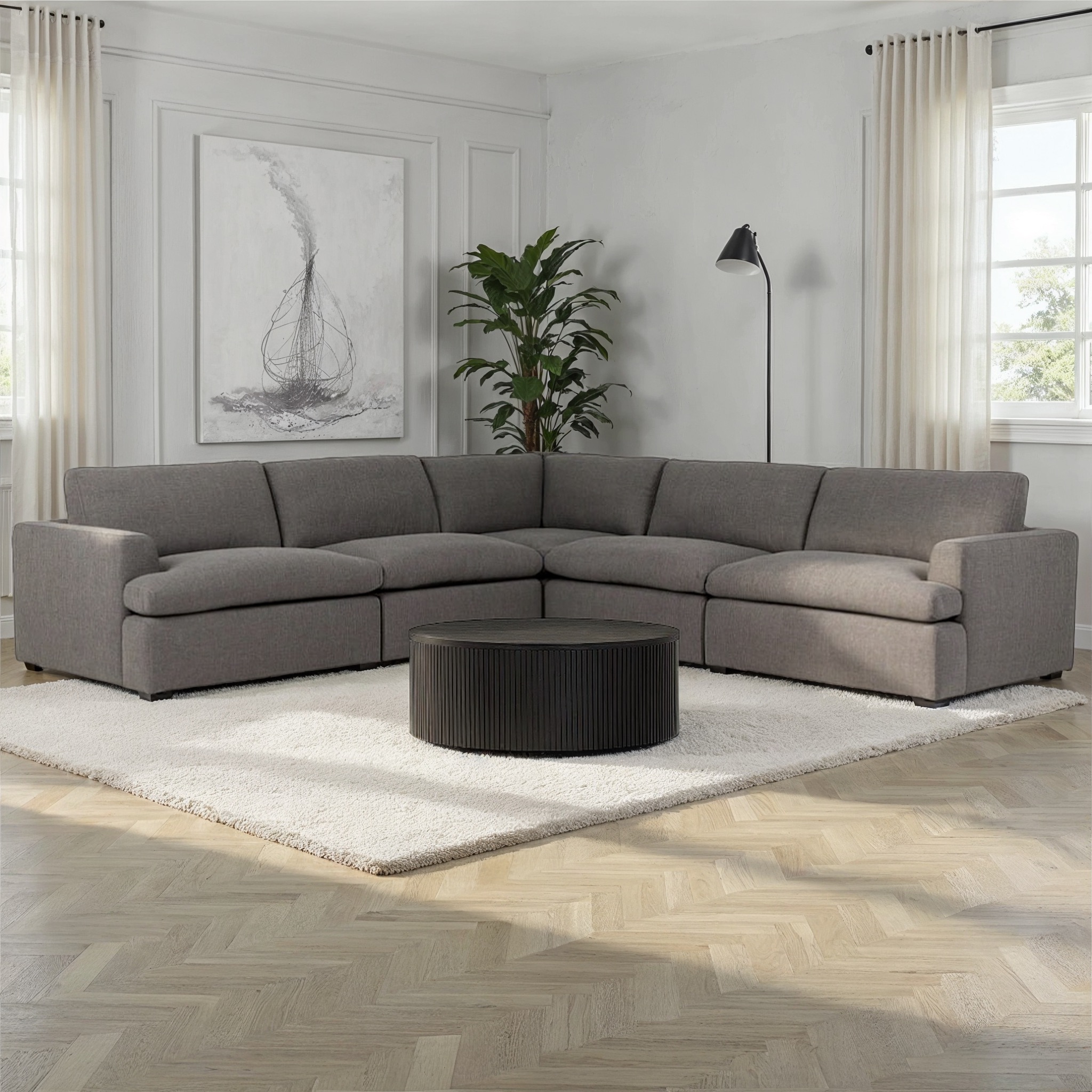 Ashleigh 5 Seater Corner Modular Sofa, Grey