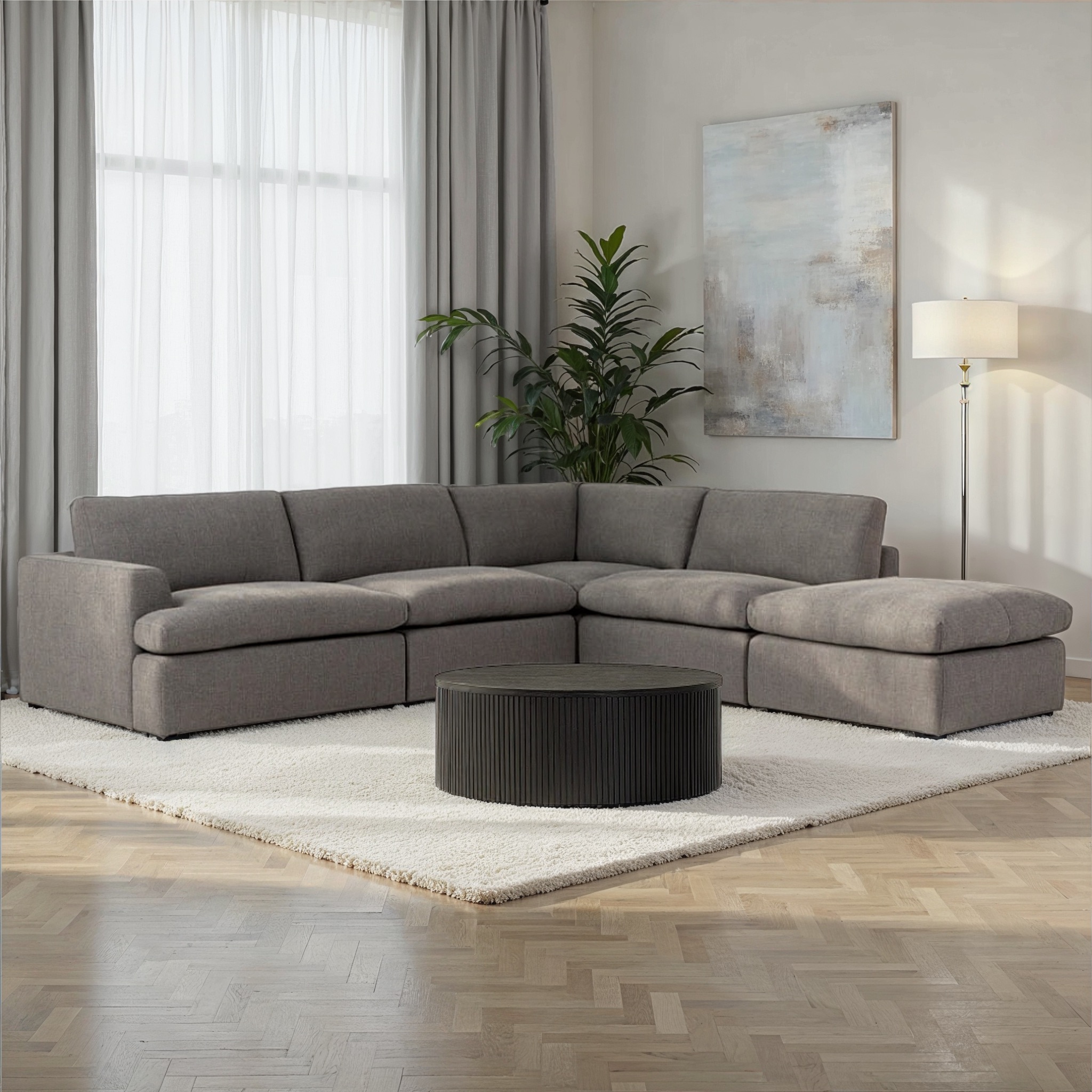 Ashleigh 4 Seater Corner Modular Chaise Sofa Right Hand Facing, Grey