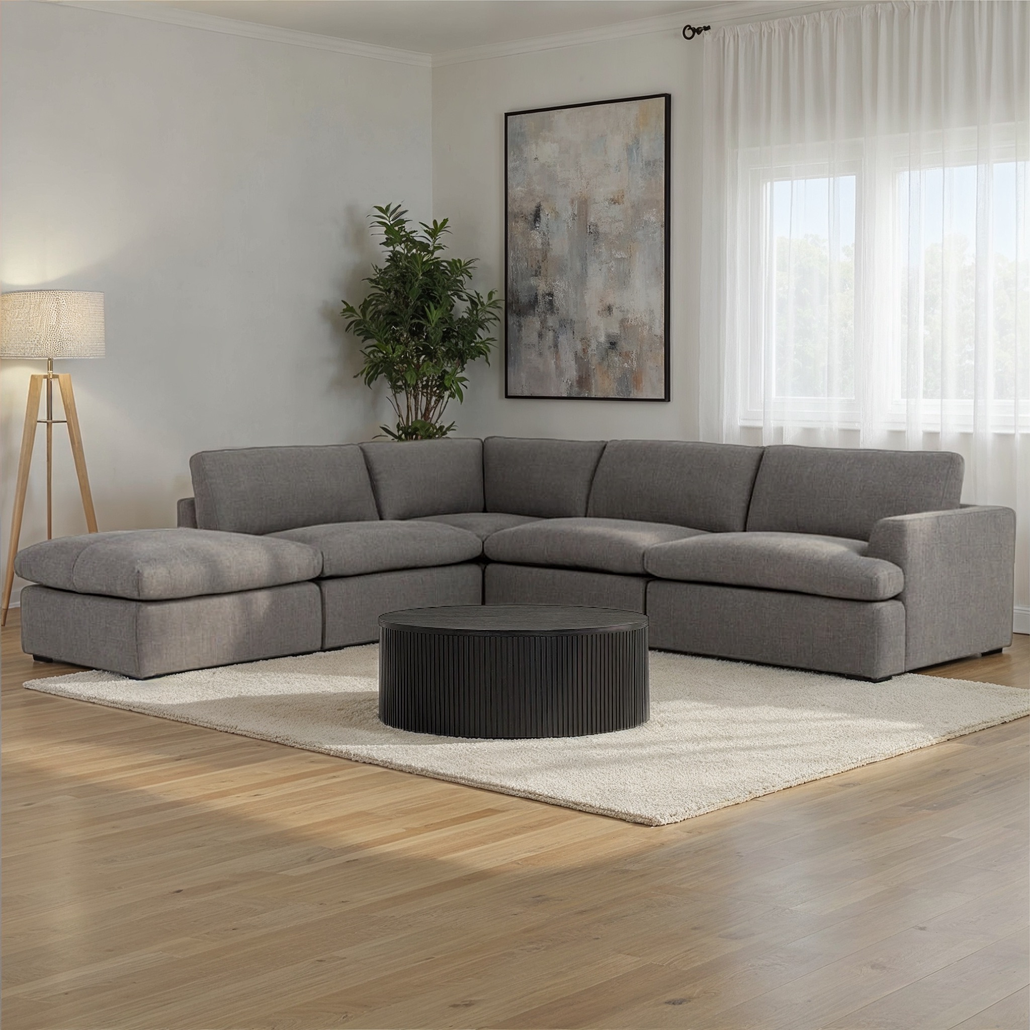Ashleigh 4 Seater Corner Modular Chaise Sofa Left Hand Facing, Grey