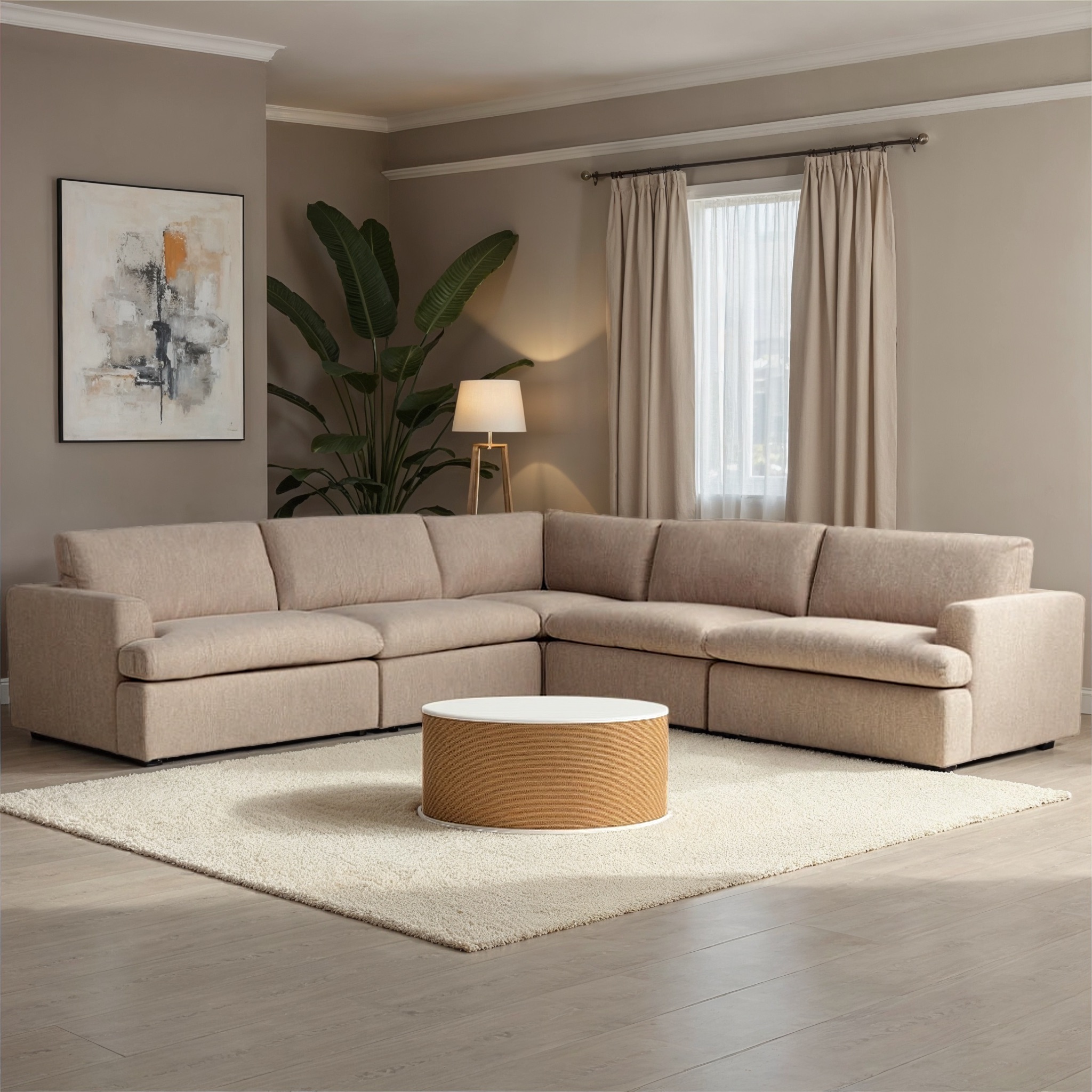 Ashleigh 5 Seater Corner Modular Sofa, Taupe