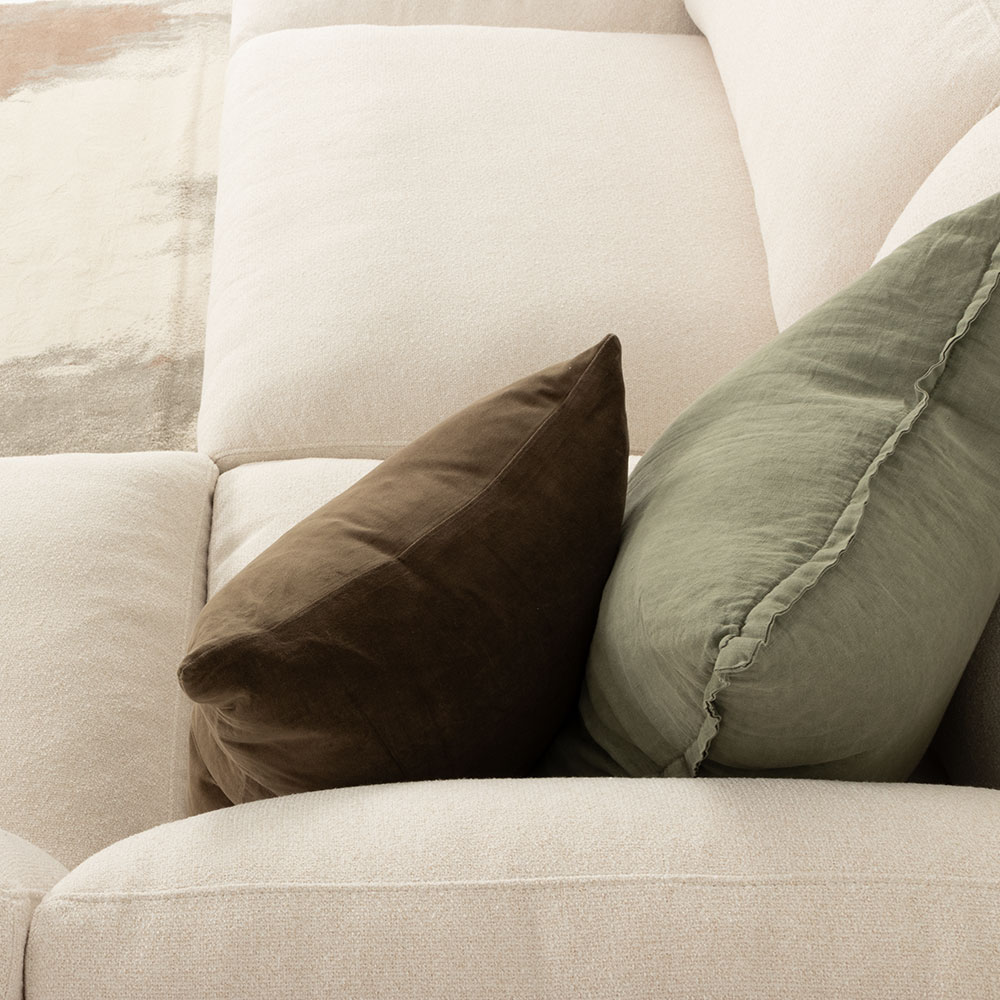 Ashleigh 5 Seater Corner Modular Sofa With Ottoman, Cream