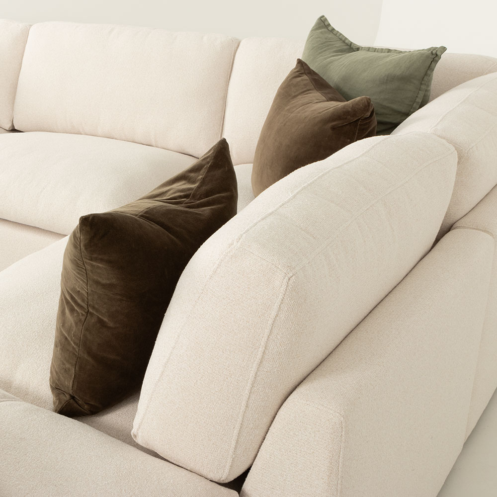 Ashleigh 5 Seater Corner Modular Sofa With Ottoman, Cream