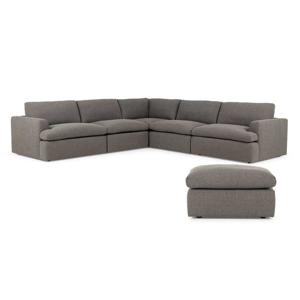 Ashleigh 5 Seater Corner Modular Sofa With Ottoman, Grey