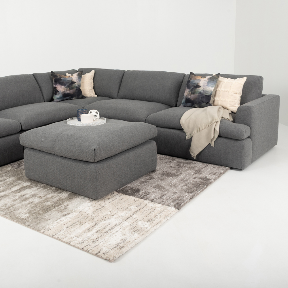 Ashleigh 5 Seater Corner Modular Sofa With Ottoman, Grey