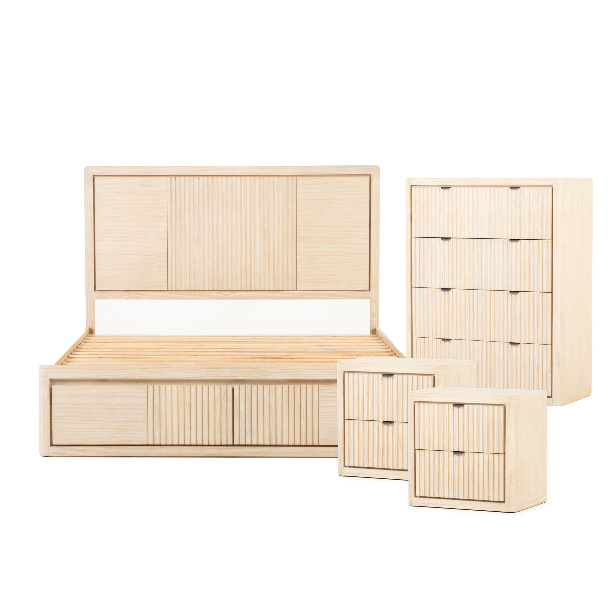 Aspen 4 Piece Bedroom Set with Queen Bed Frame