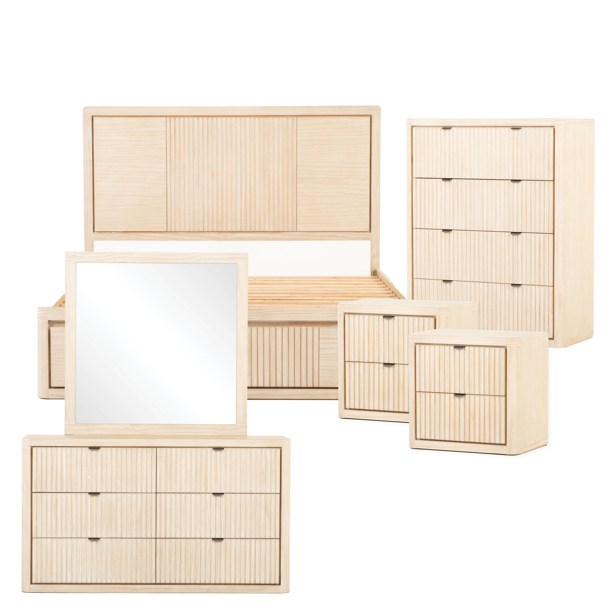 Aspen 6 Piece Bedroom Set with Queen Bed Frame