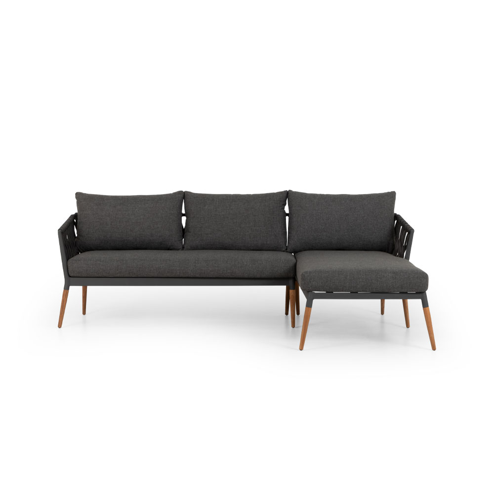 Athens Outdoor Chaise Lounge Set with Coffee Table, Gunmetal