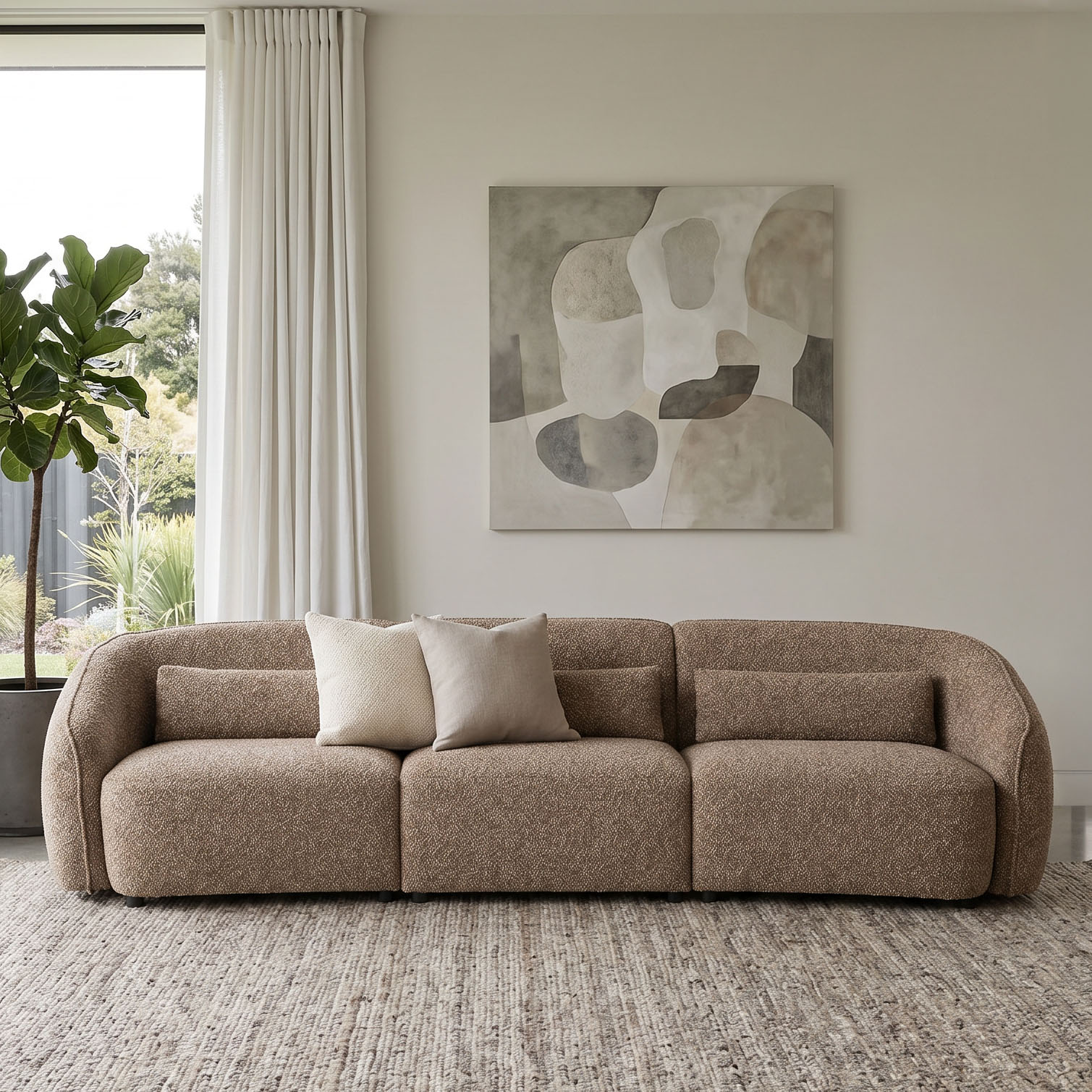 Avana 3 Seater + Armless 1.5 Seater, Brown