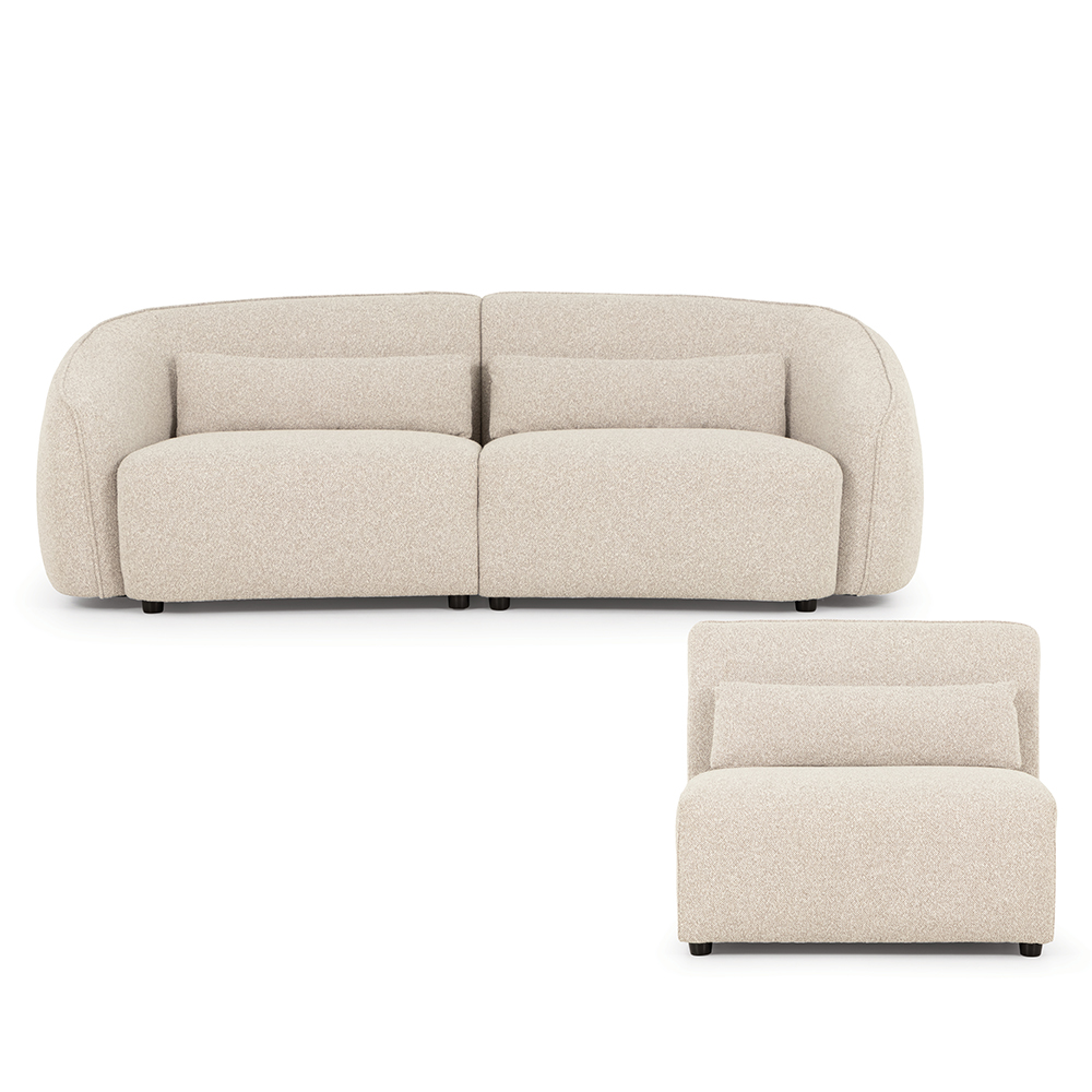 Avana 3 Seater + Armless 1.5 Seater, Light Grey