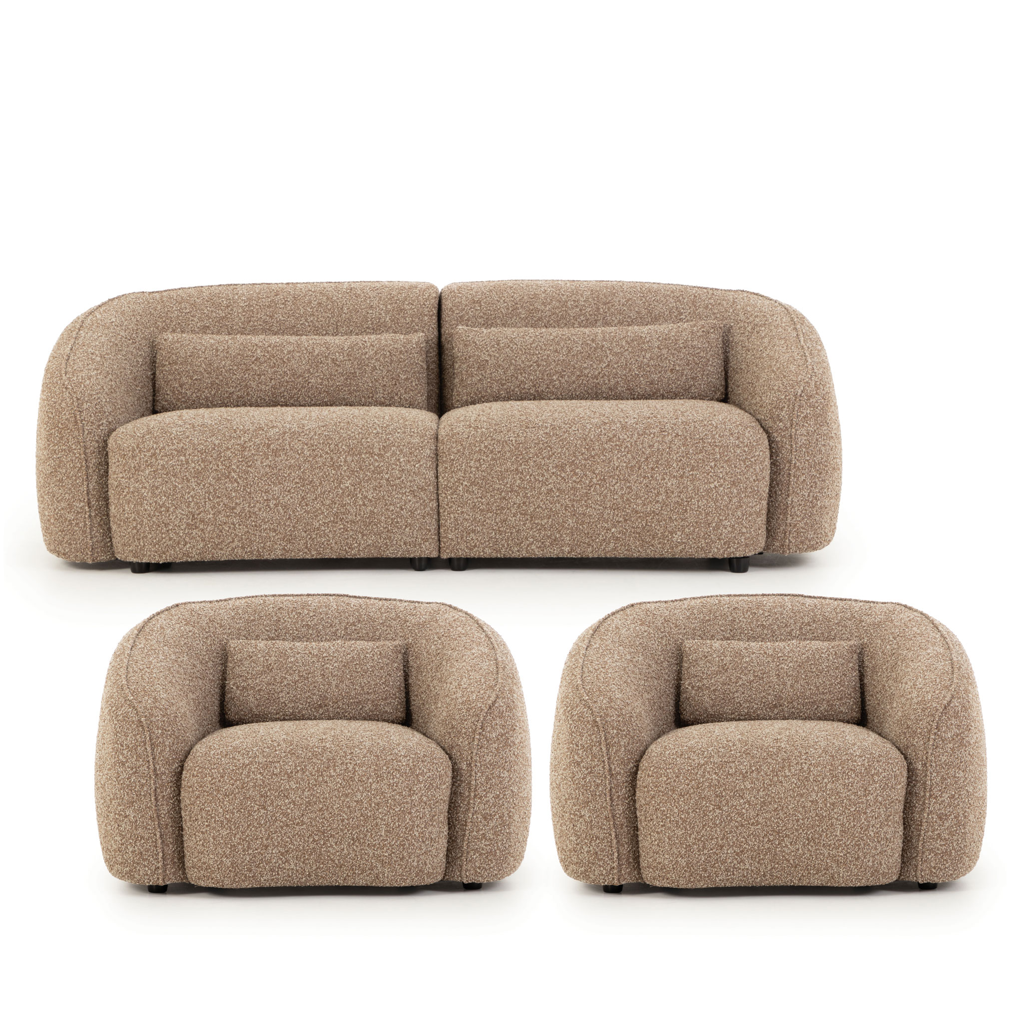 Avana 3 Seater + 2 Chairs, Brown