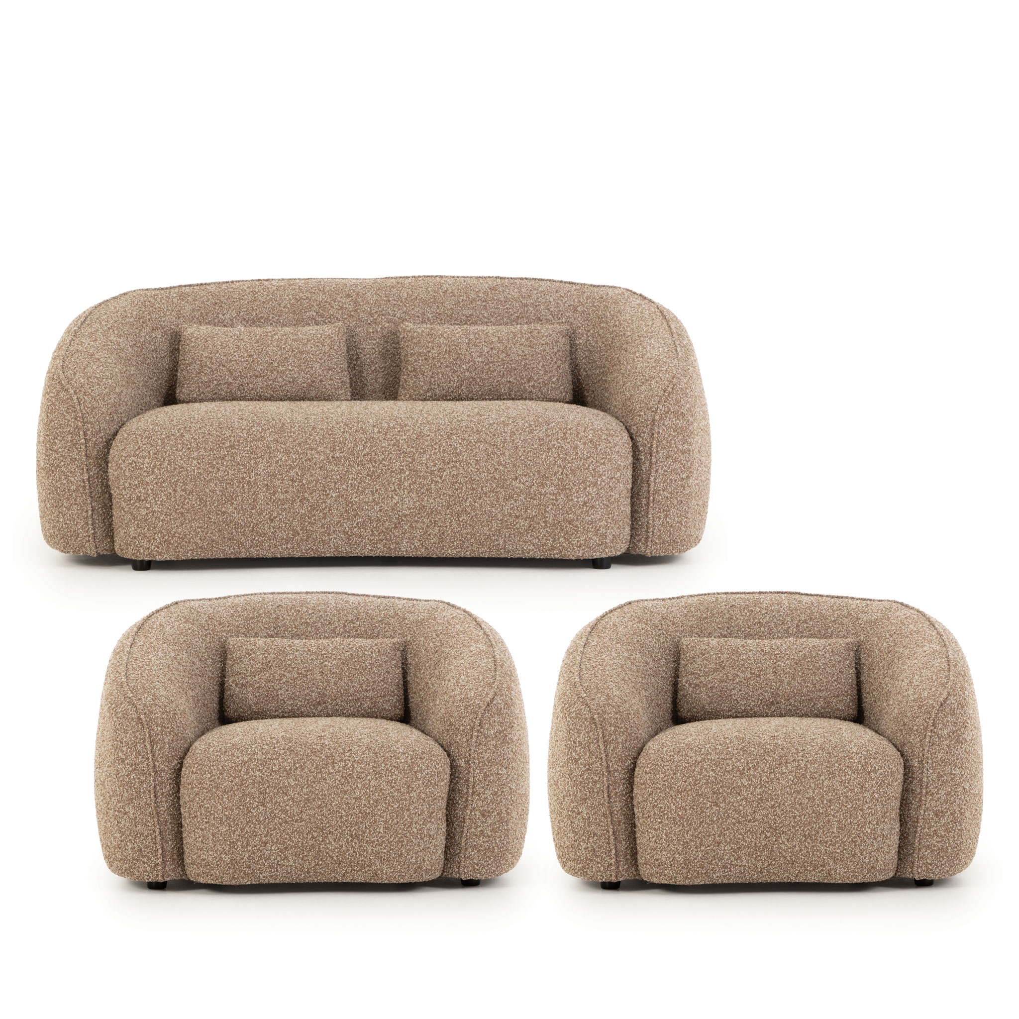 Avana 2 Seater + 2 Chairs, Brown