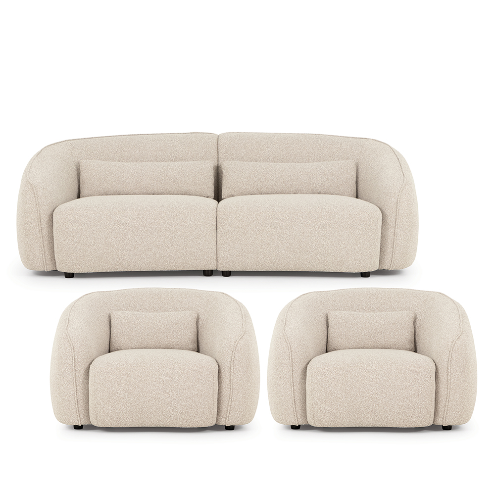 Avana 3 Seater + 2 Chairs, Light Grey