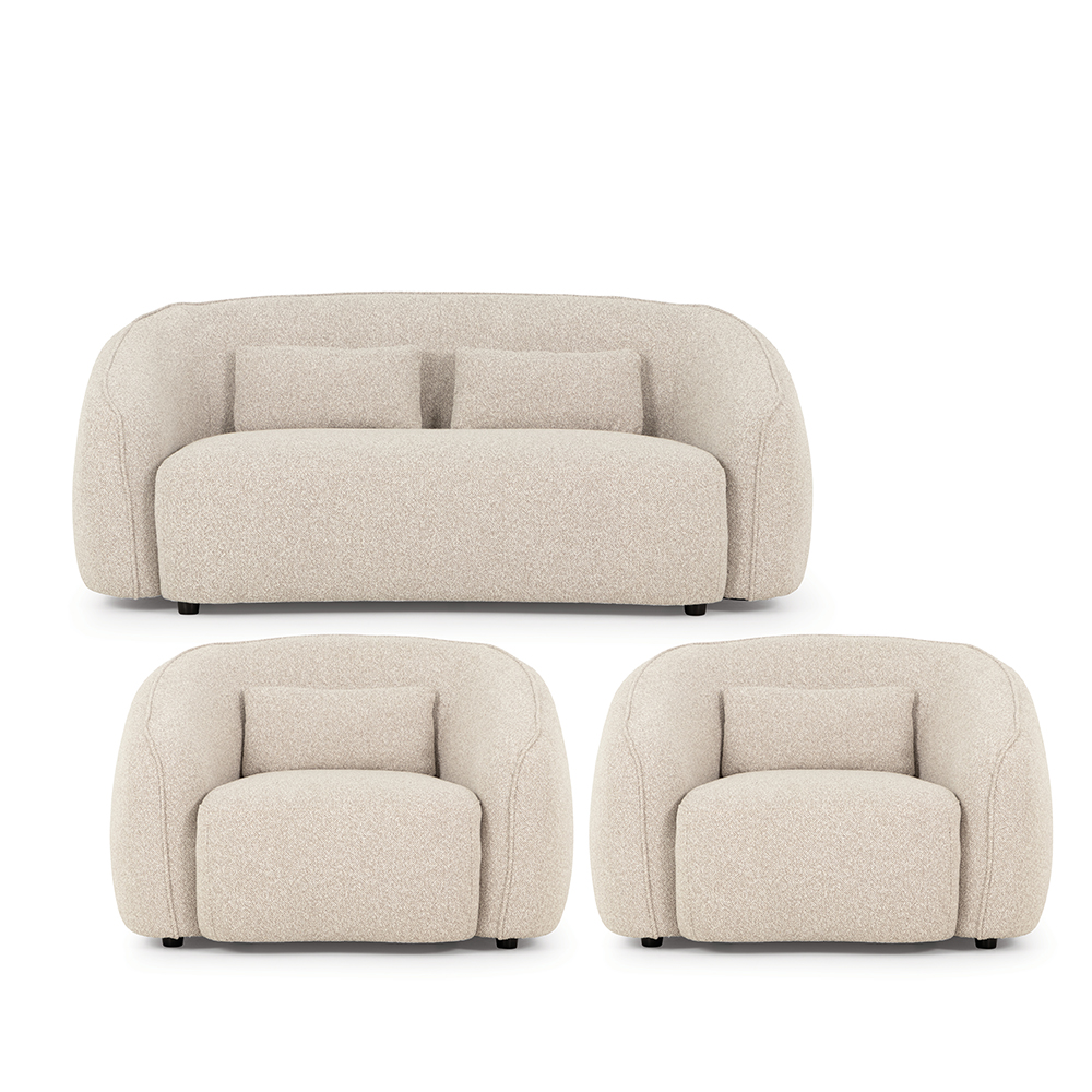 Avana 2 Seater + 2 Chairs, Light Grey