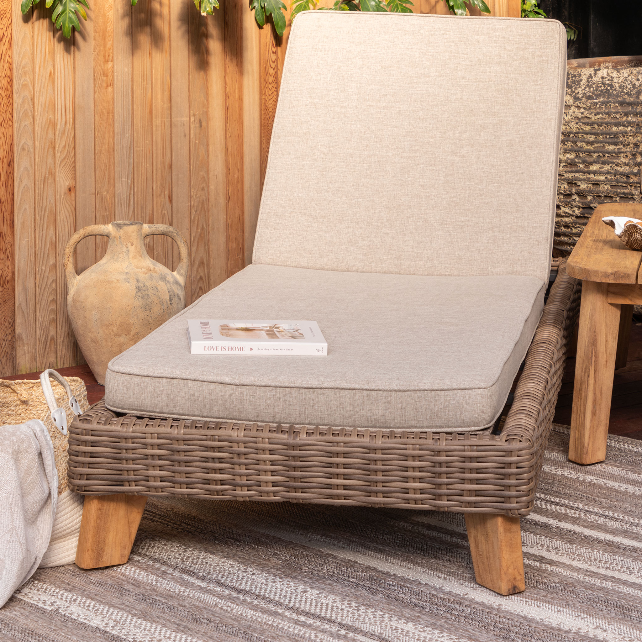 Bahamas Outdoor Sunlounger With Side Table