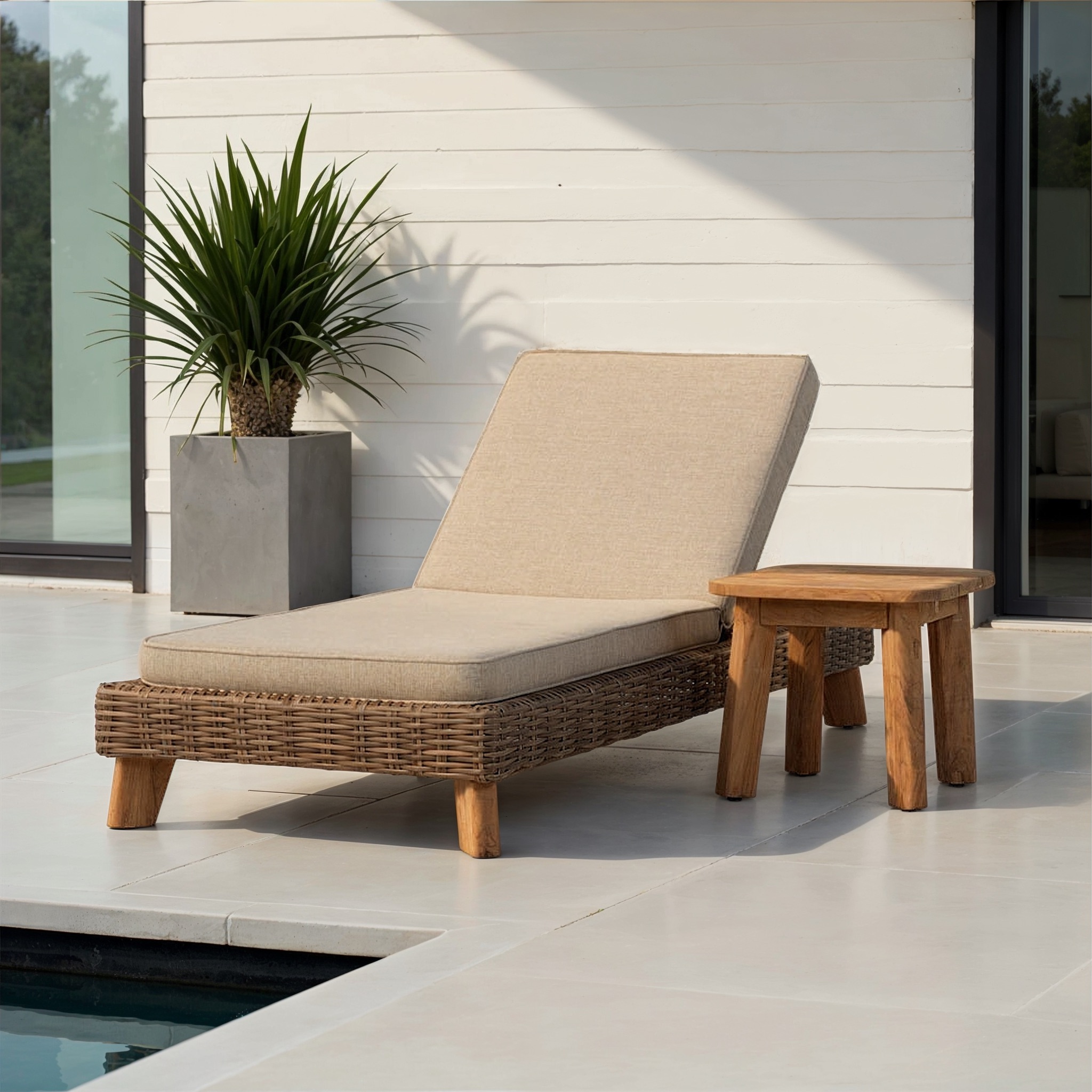 Bahamas Outdoor Sunlounger With Side Table