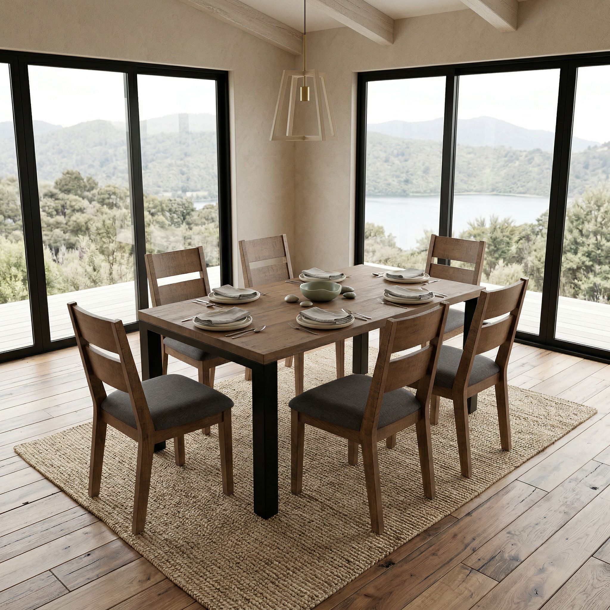 Barnwood 7 Piece Dining Set - W180, Dark