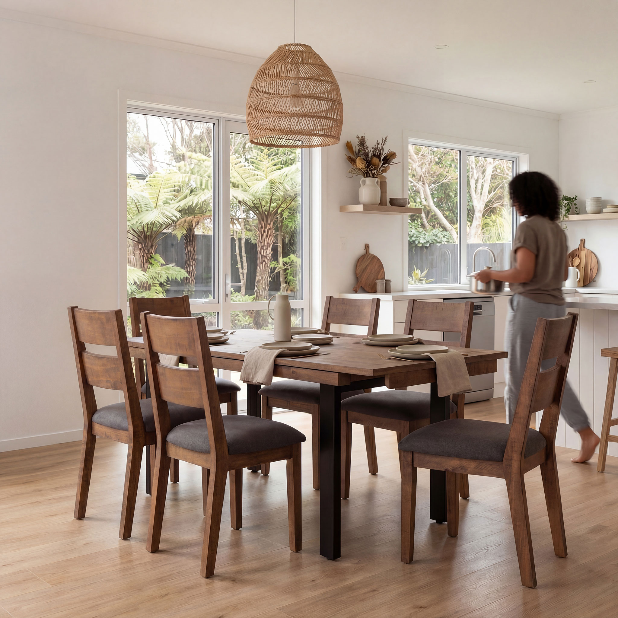 Barnwood 7 Piece Dining Set - W140/180, Dark