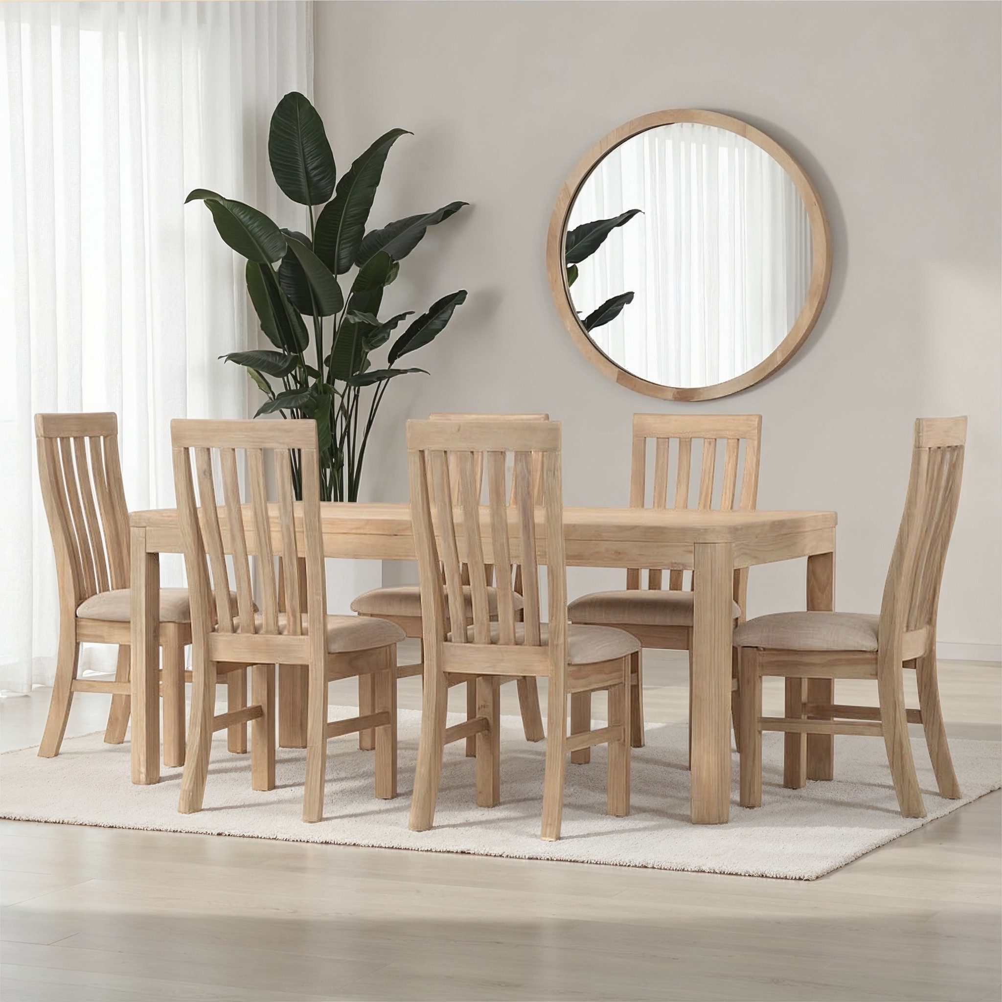 Bromley 7 Piece Dining Set - W180, Light
