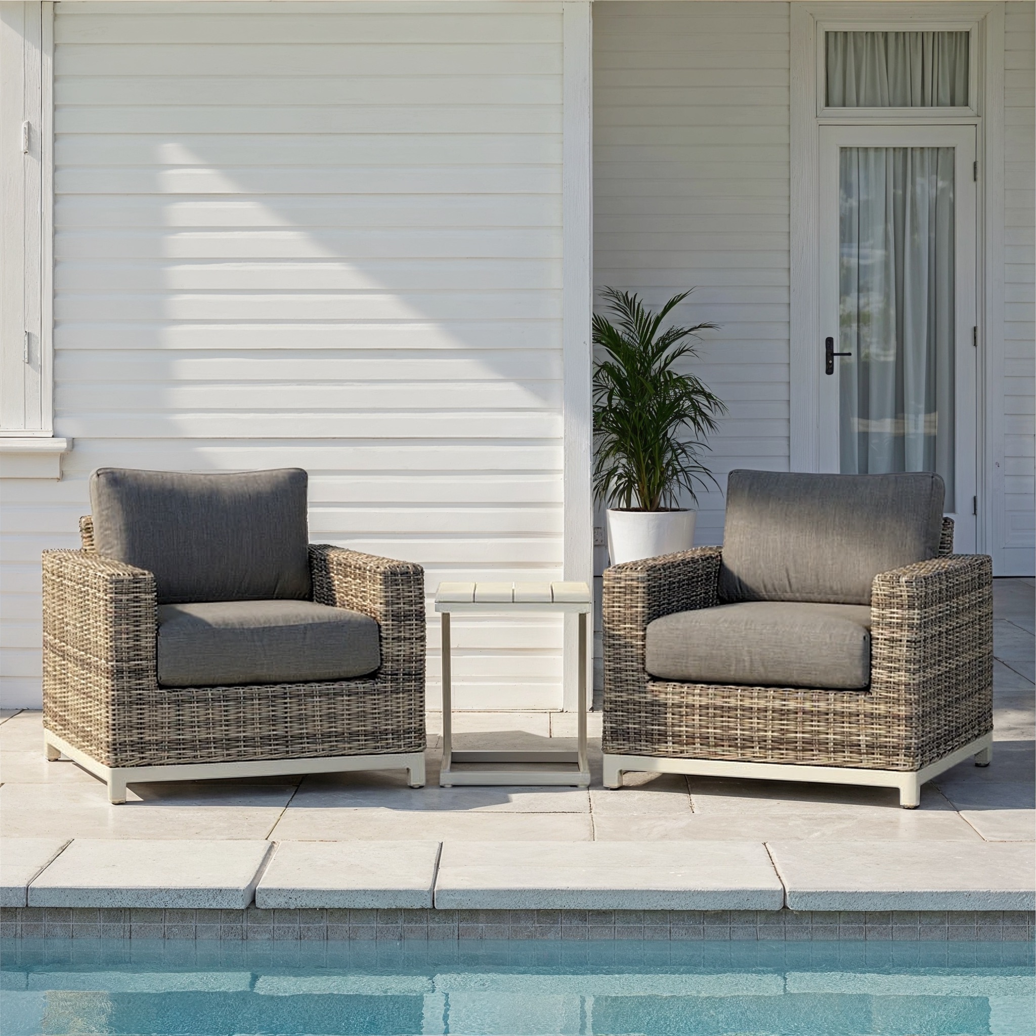 Capri 3 Piece Balcony Set With Venus Side Table, White