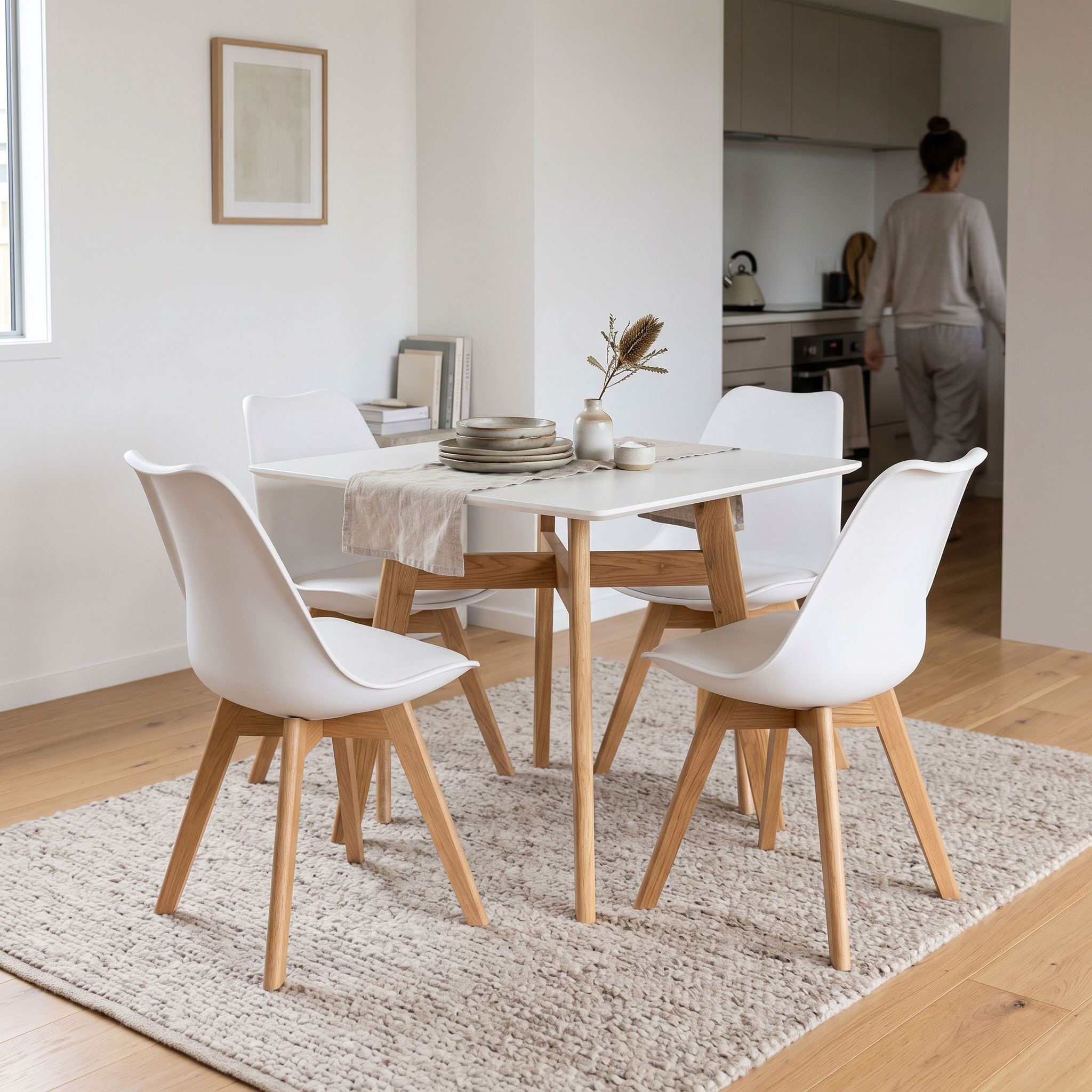 Carson 5 Piece Square Dining Set - W80, White