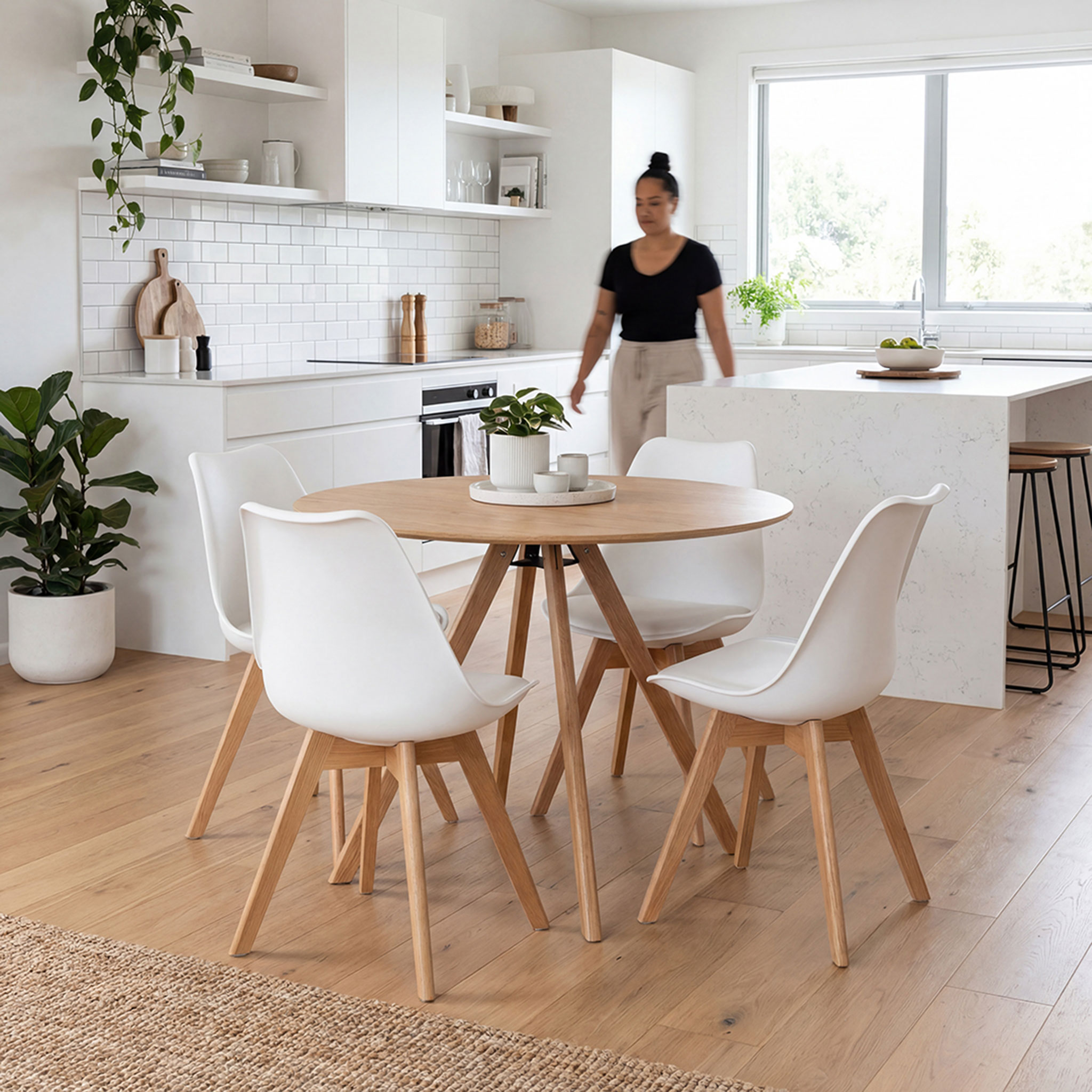 Carson 5 Piece Dining Set - W100, Oak/White