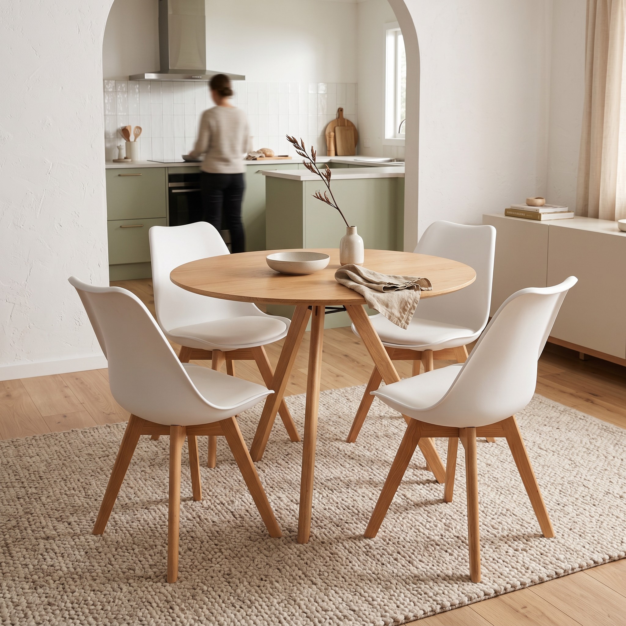 Carson 5 Piece Dining Set - W100, Oak/White