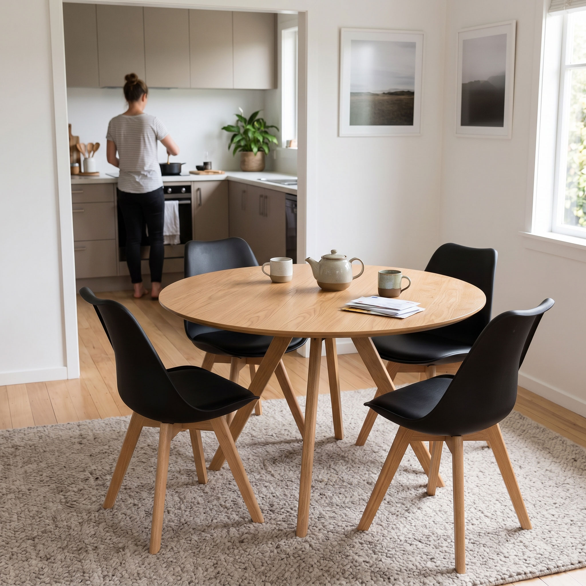 Carson 5 Piece Dining Set - W100, Oak/Black