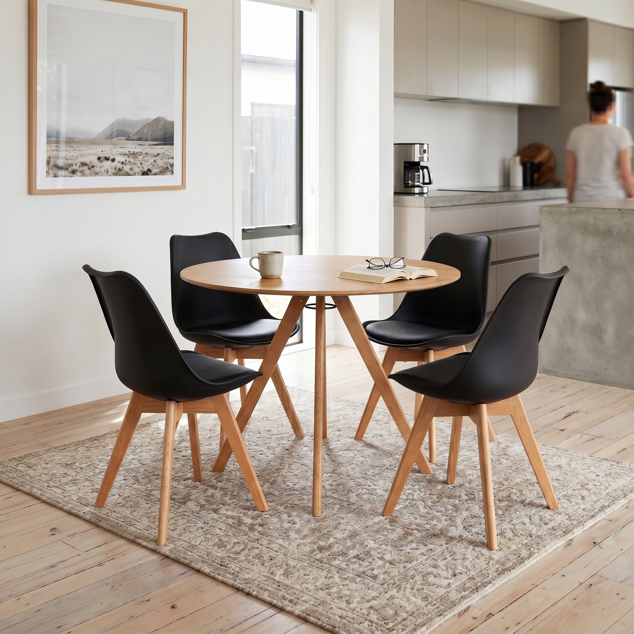 Carson 5 Piece Dining Set - W100, Oak/Black