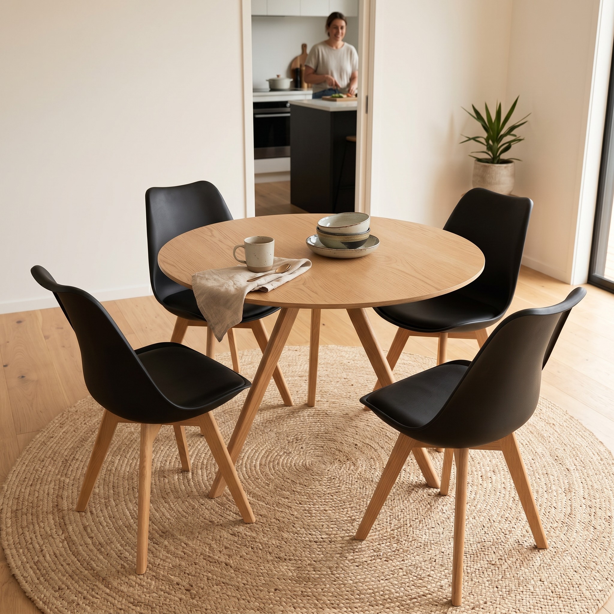 Carson 5 Piece Dining Set - W100, Oak/Black