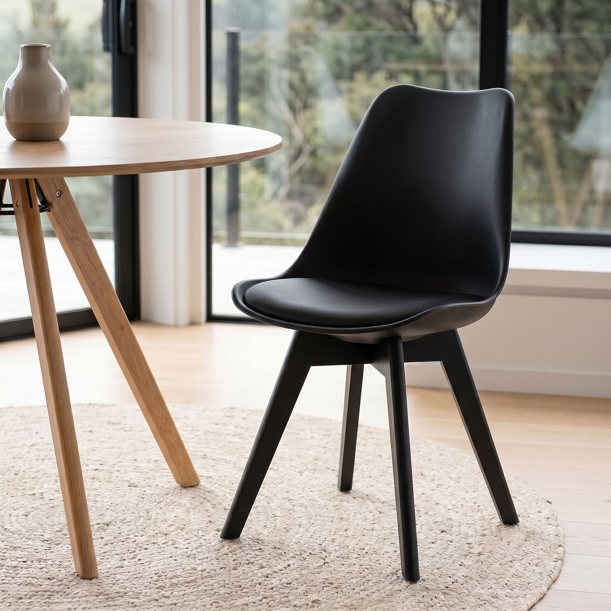 Carson 5 Piece Dining Set - W100, Oak/Black/Black