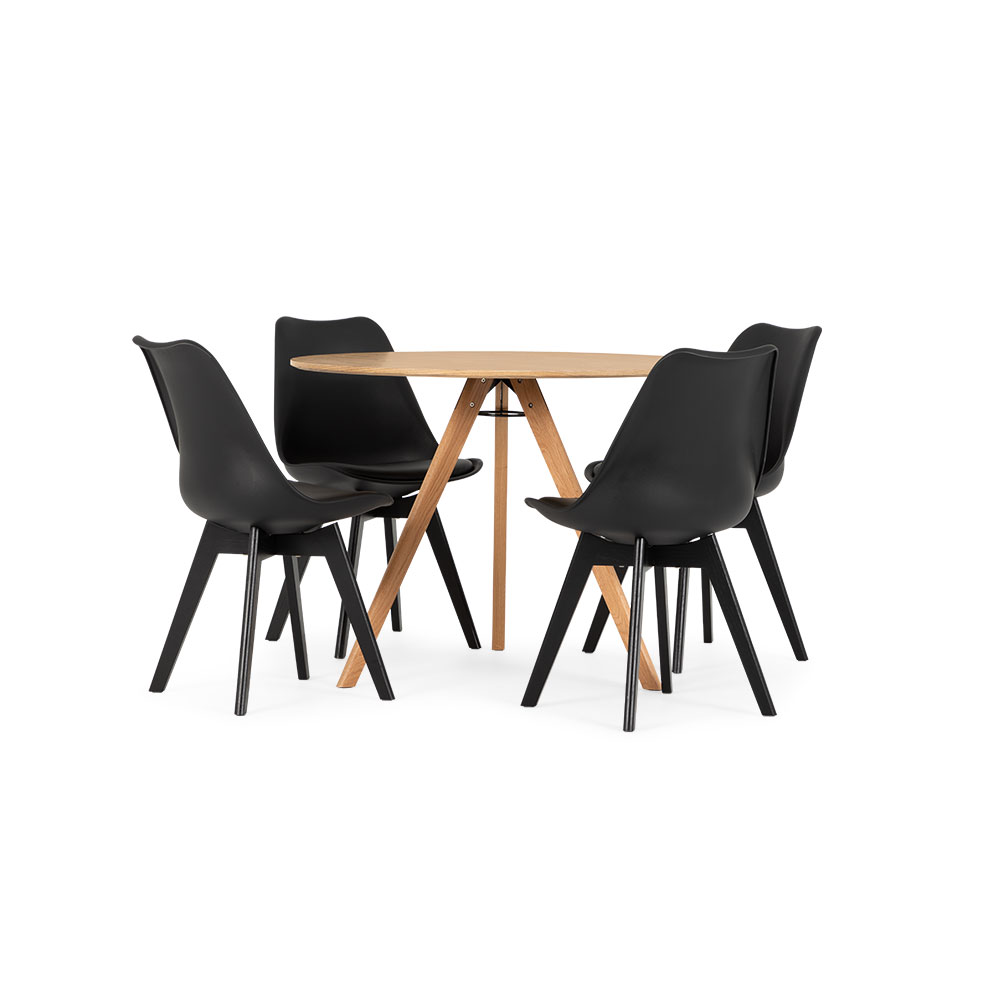 Carson 5 Piece Dining Set - W100, Oak/Black/Black