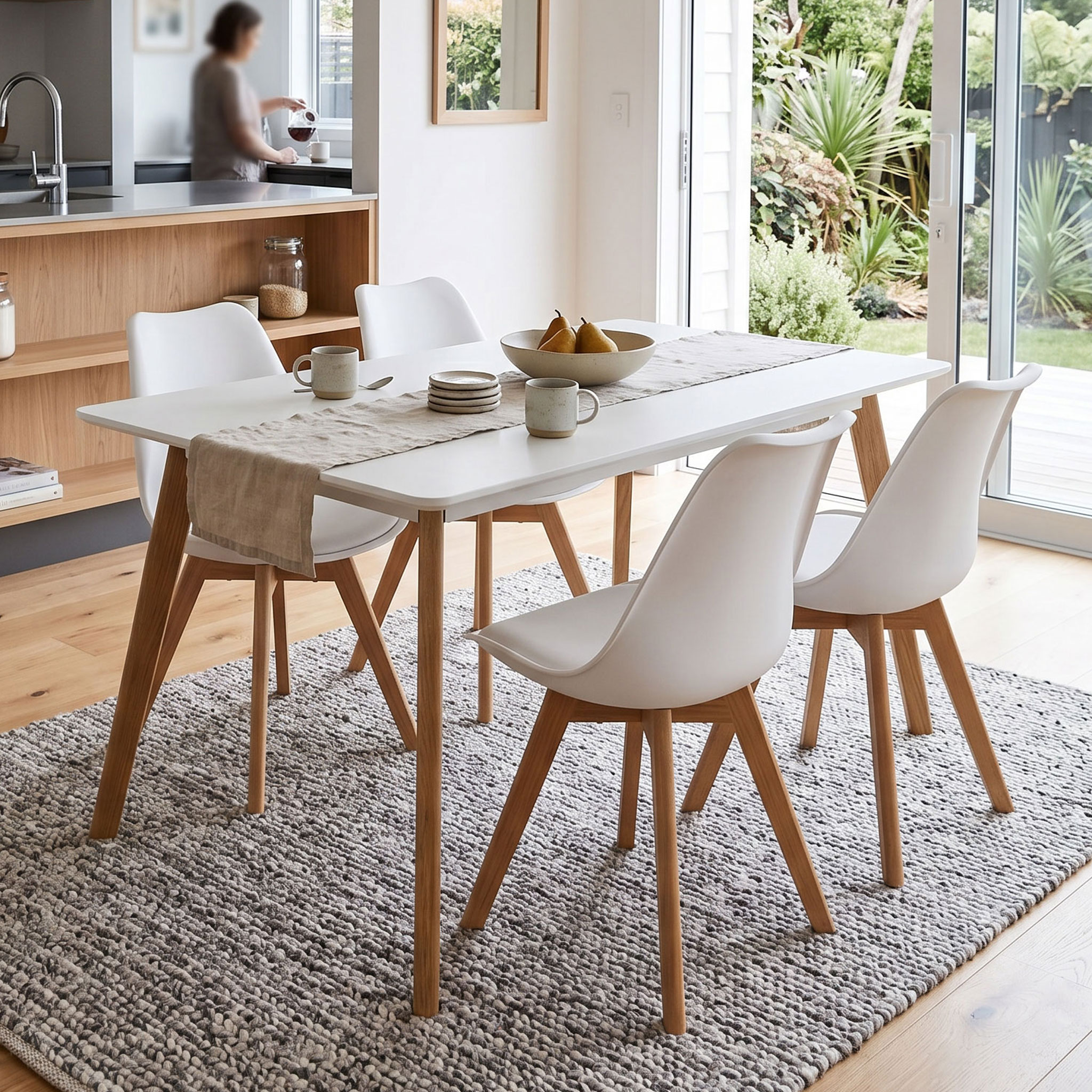 Carson 5 Piece Dining Set - W120, White